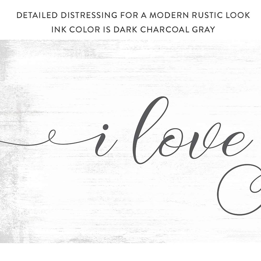 I Love You More Sign - 12x36 White Framed Canvas Wall Art - Ready to Hang Home Decor for Living Room, Bedroom & Wedding Gifts