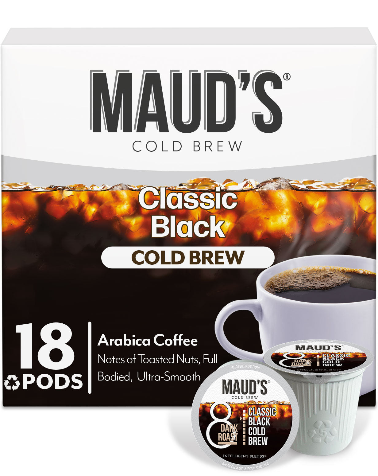 Maud's Classic Cold Brew Dark Roast Coffee Pods - Compatible with Keurig K-Cup Brewers - Perfect for Iced Coffee & Summer Refreshment