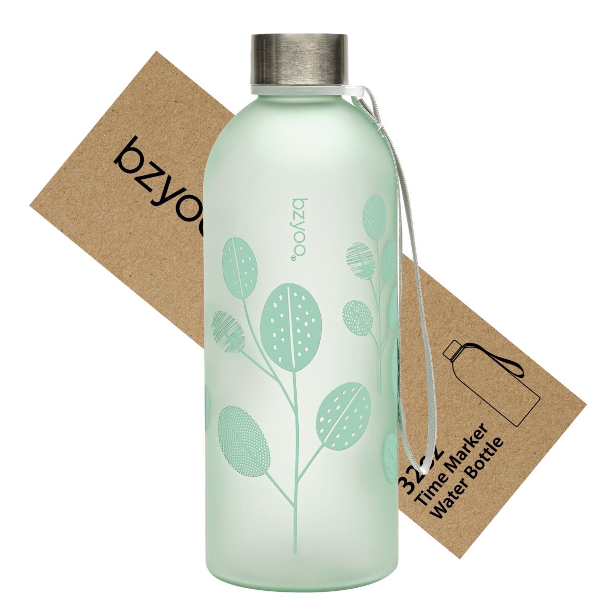32oz Time Marker Tritan Water Bottle with Carrying Strap - BPA Free Leak Proof Sports Water Bottle for Gym, Hiking & Outdoor Activities - Leaf Green