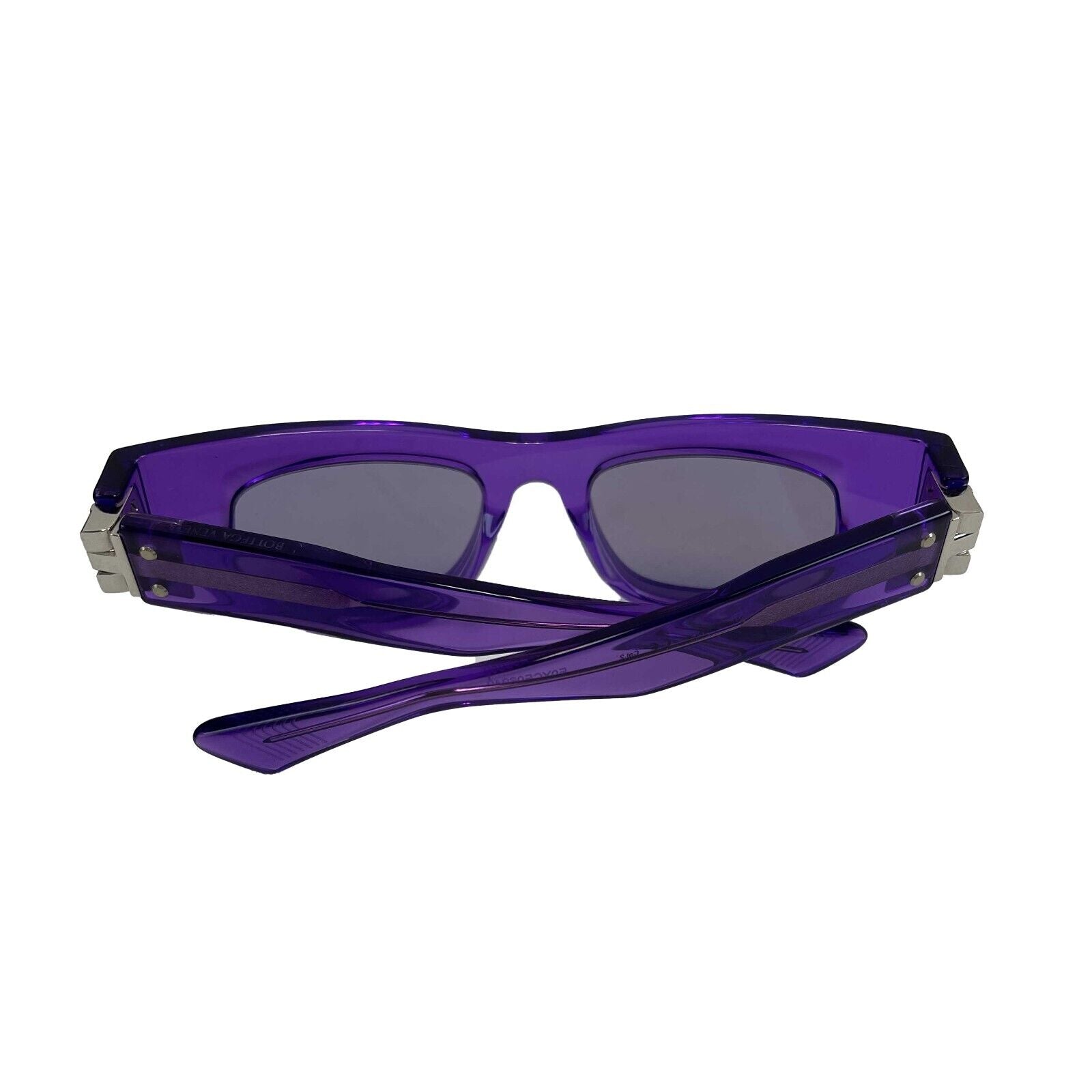Bottega Veneta 2022 Purple Violet Square Acetate Translucent Sunglasses for Women - UV Protection Fashion Shades for Beach, Driving & Outdoor Activities