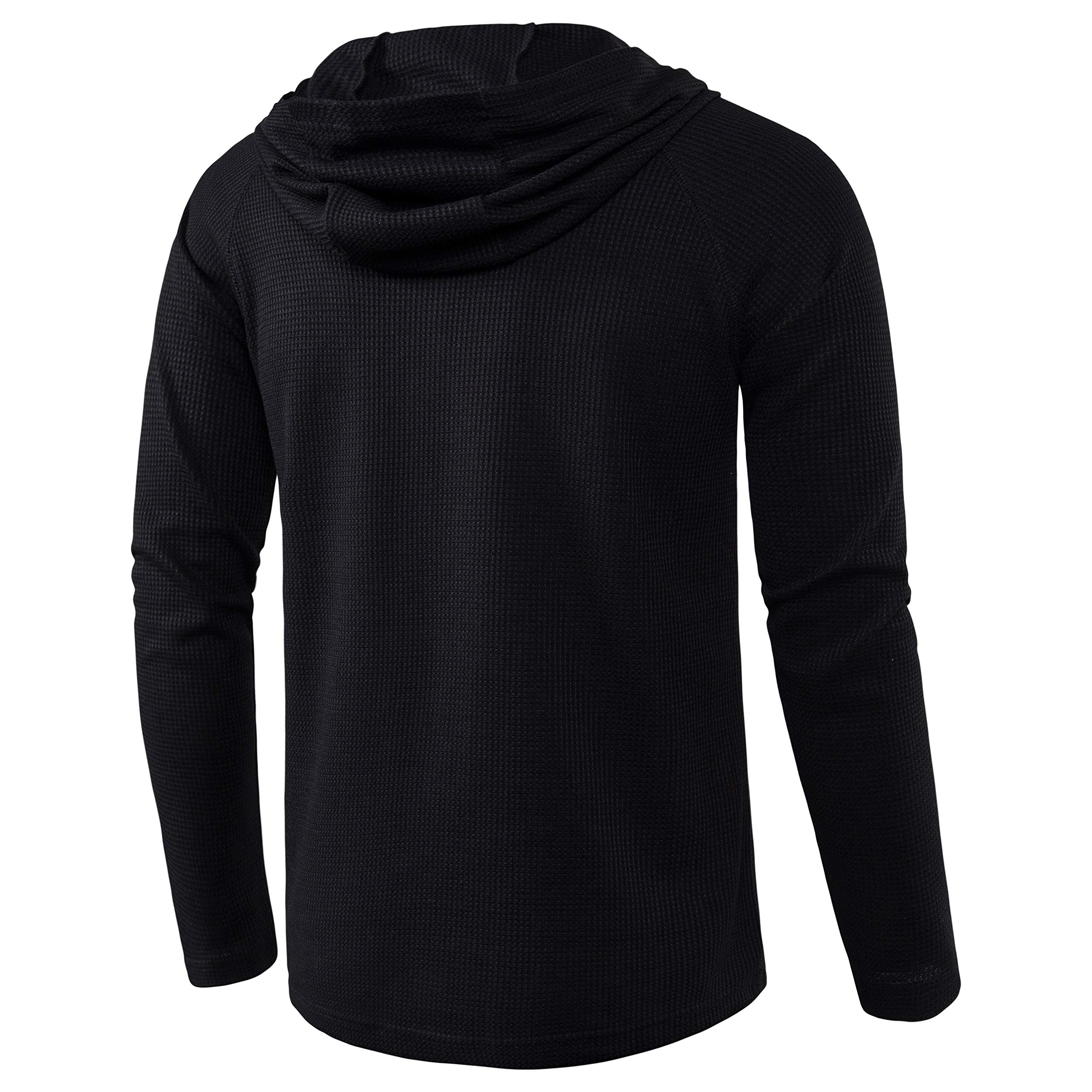 Men's Lightweight Solid Color Pullover Hoodie - Casual Hooded Sweatshirt with Long Sleeve Waffle-Knit Design - Perfect for Everyday Wear, Gym, and Outdoor Activities