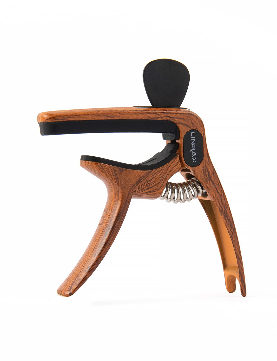 Premium C1 Guitar Capo - 3-in-1 Zinc Alloy Capo with Pick Holder & Bridge Pin Puller for Acoustic, Electric Guitar, Bass, Ukulele, Banjo, Mandolin | Professional Wood Grain Guitar Accessories for Live Performances & Studio Recording
