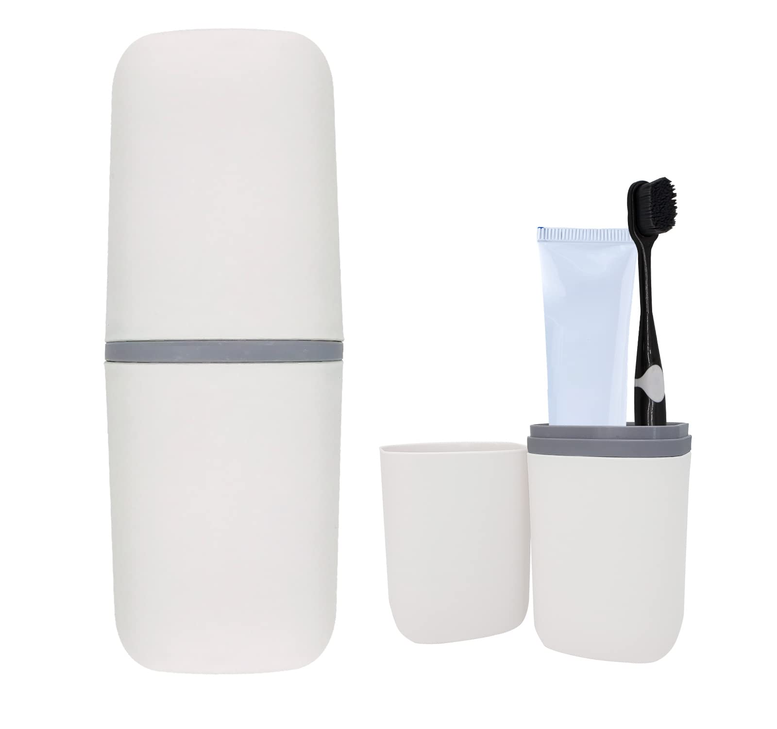 Portable Toothbrush Travel Case with Toothpaste Holder - Compact Toothbrush Storage Container for Camping, Business Trips & School Travel - Ideal for Home Use & On-the-Go Oral Care