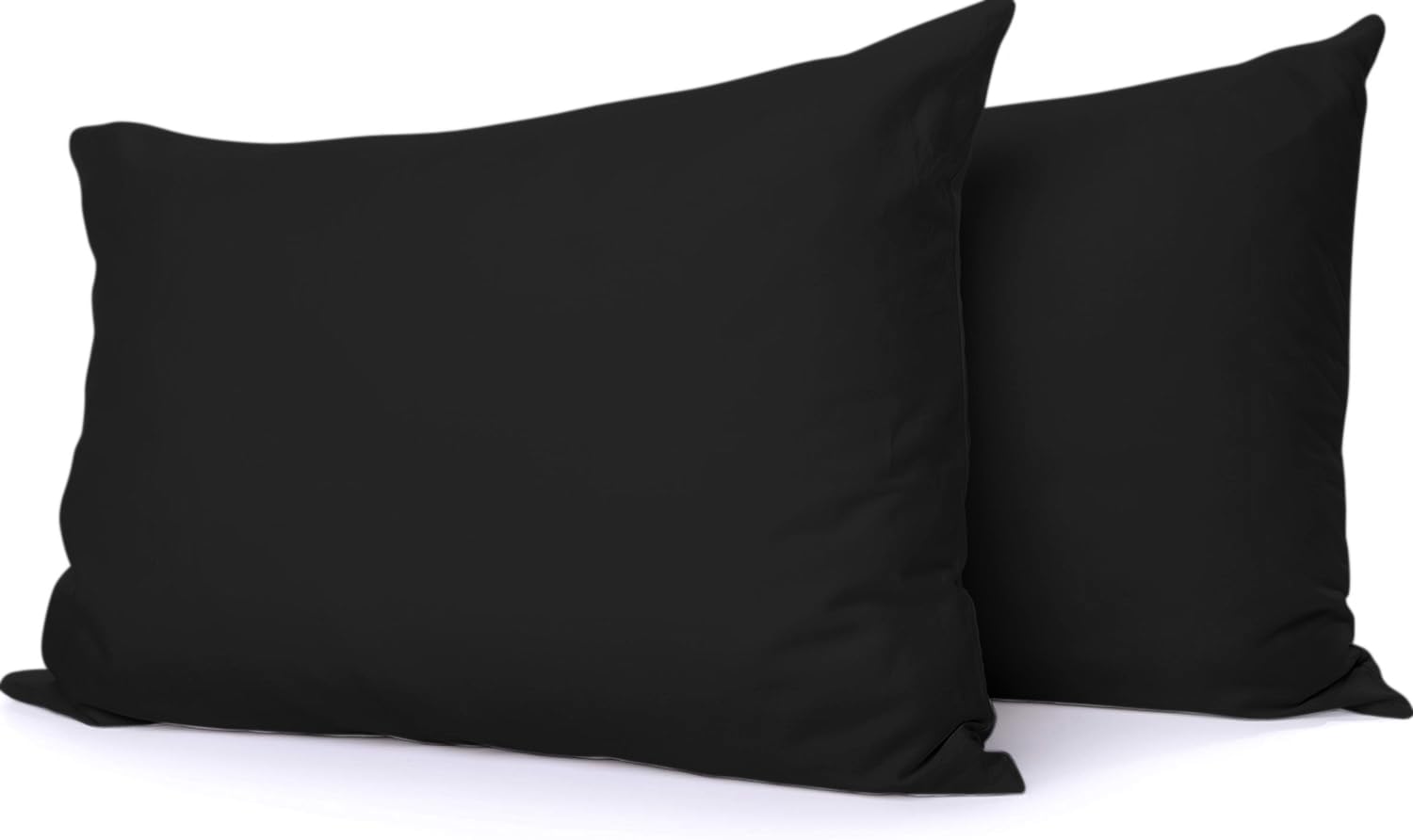 Premium 100% Natural Cotton Pillowcases Set of 2 - 600 Thread Count, Standard Size 20 x 26 Inches, Soft & Breathable Black Pillow Covers for Bedroom, Hotel, or Travel - Hypoallergenic & Durable