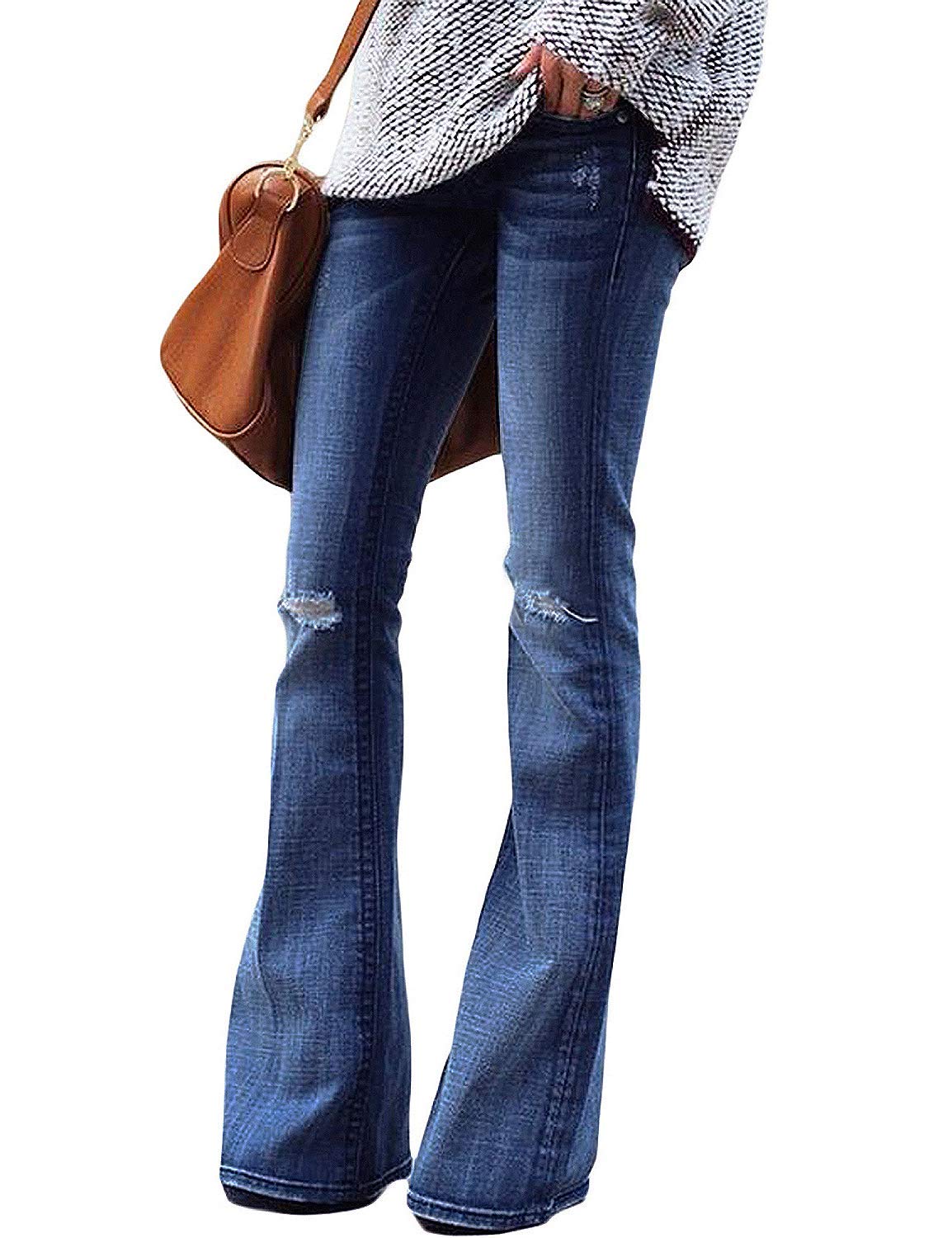 BISUAL Women's High Rise Wide Leg Flare Jeans - Stretchy Slimming Denim Pants for Casual & Retro Style | Perfect for Everyday Wear, Date Night & 70s Fashion Looks