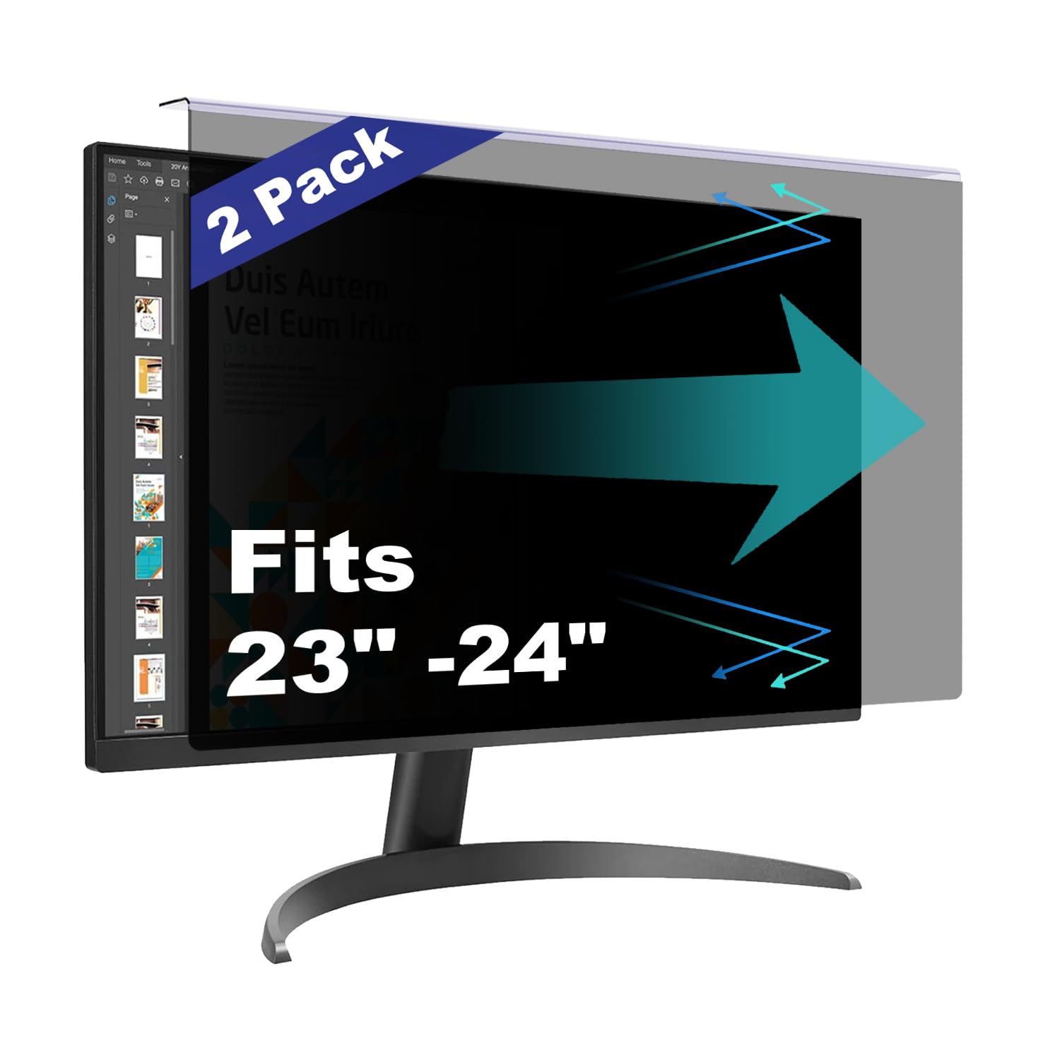 2 Pack 23.6-24 Inch Computer Privacy Screen Protector - Anti Glare & Blue Light Filter for 16:9 Widescreen Monitors - Easy On/Off Hanging Design - Perfect for Office, Banking & Secure Workspaces