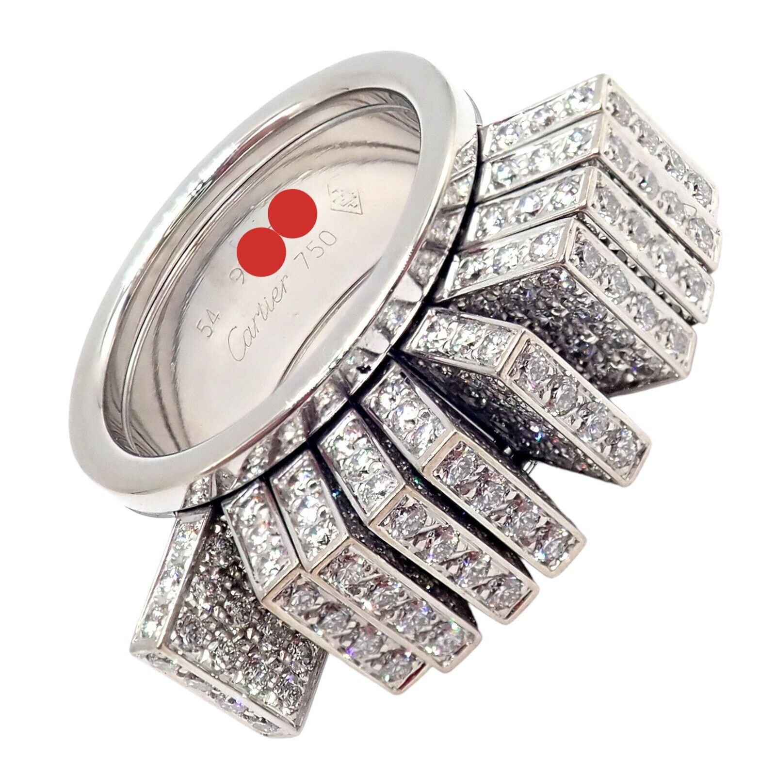 Authentic Cartier 18K White Gold Diamond Fan Ring - Luxury Jewelry for Women, Perfect for Weddings, Anniversaries & Special Occasions