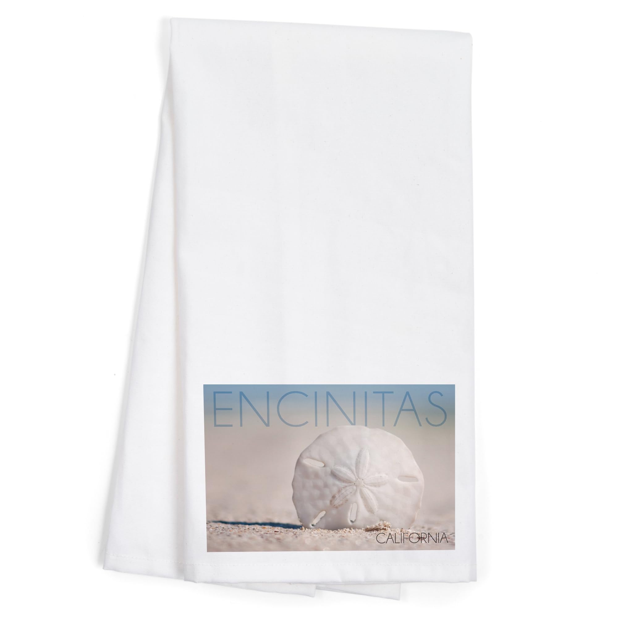 Lantern Press Encinitas California Sand Dollar Beach Tea Towel - 100% Cotton Decorative Hand Towel for Kitchen, Bathroom & Home Decor - Perfect for Coastal Themed Decor, Beach House Gifts and Dish Drying