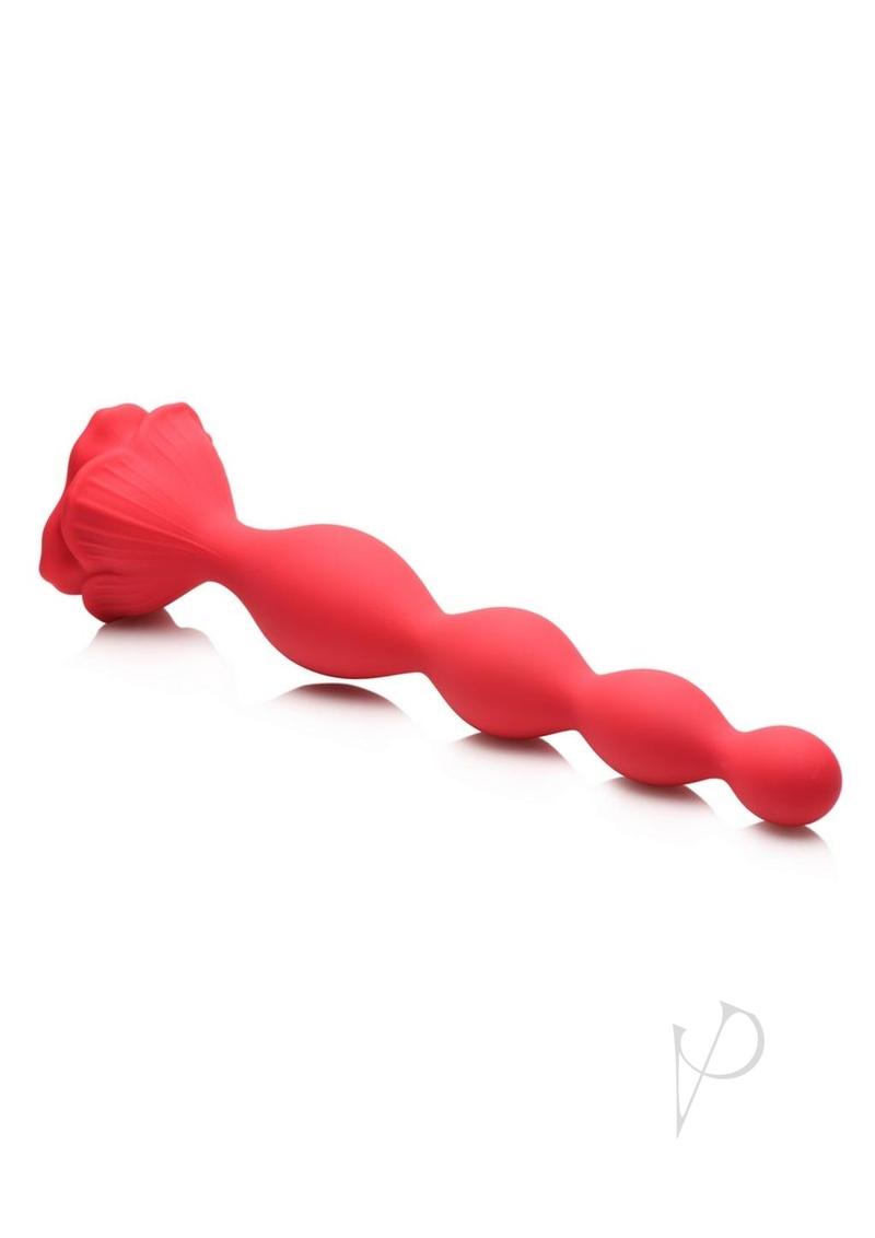 Rechargeable Silicone Rose & Anal Beads Set - 9X Beaded Bloom for Couples Play - Perfect for Romantic Nights & Sensual Massage (Red)