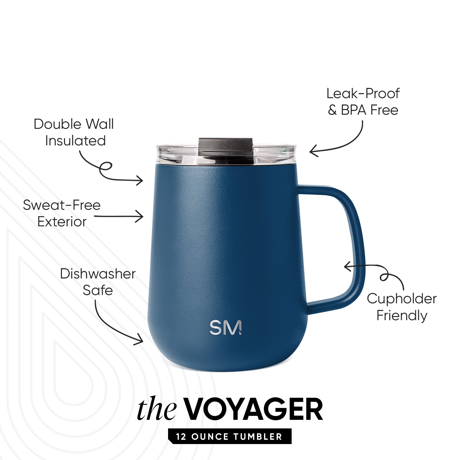 Premium 12 oz Voyager Coffee Mug with Handle - Insulated Travel Mug for Hot & Cold Drinks - Perfect for Office, Commute, Camping & Outdoor Adventures