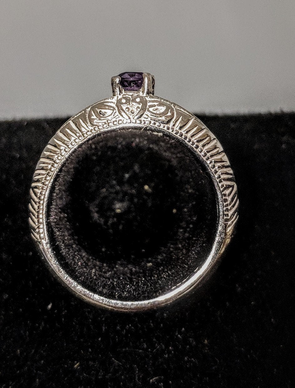 Custom Engraved Heart Ring with Natural Gemstones - Sterling Silver, Garnet, Amethyst, Citrine, Peridot & Topaz | Personalized Jewelry Gift for Women | Perfect for Anniversaries, Valentine's Day & Romantic Occasions