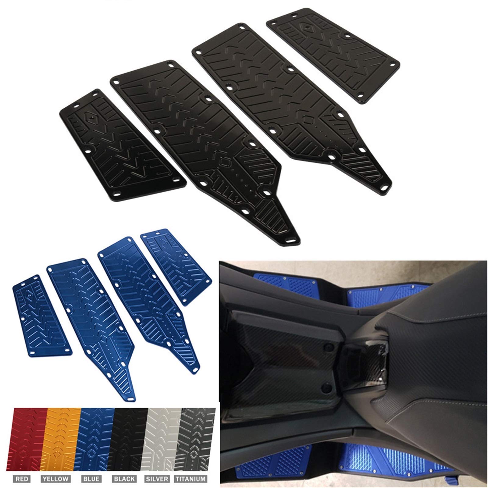 KYMCO AK550 AK 550 Motorcycle Foot Pegs (2017-2020) - CNC Aluminum Front & Rear Footrests, Footboards, Floorboards - Gray - Perfect for Long Rides and Comfortable Cruising