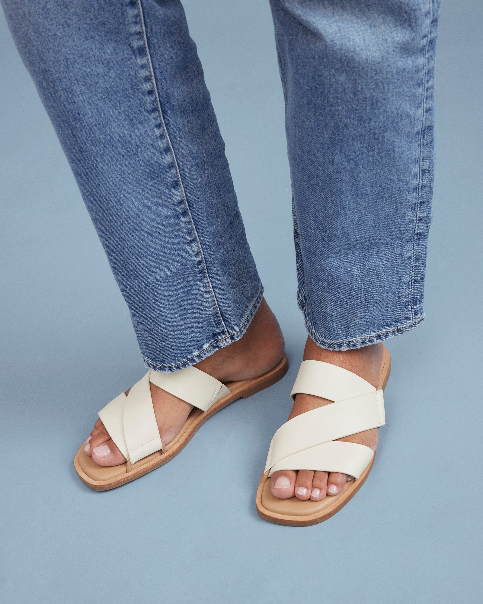 Shelby Flat Slides - Off White Leather Comfortable Sandals for Women | Casual Summer Shoes for Beach, Pool & Outdoor Wear