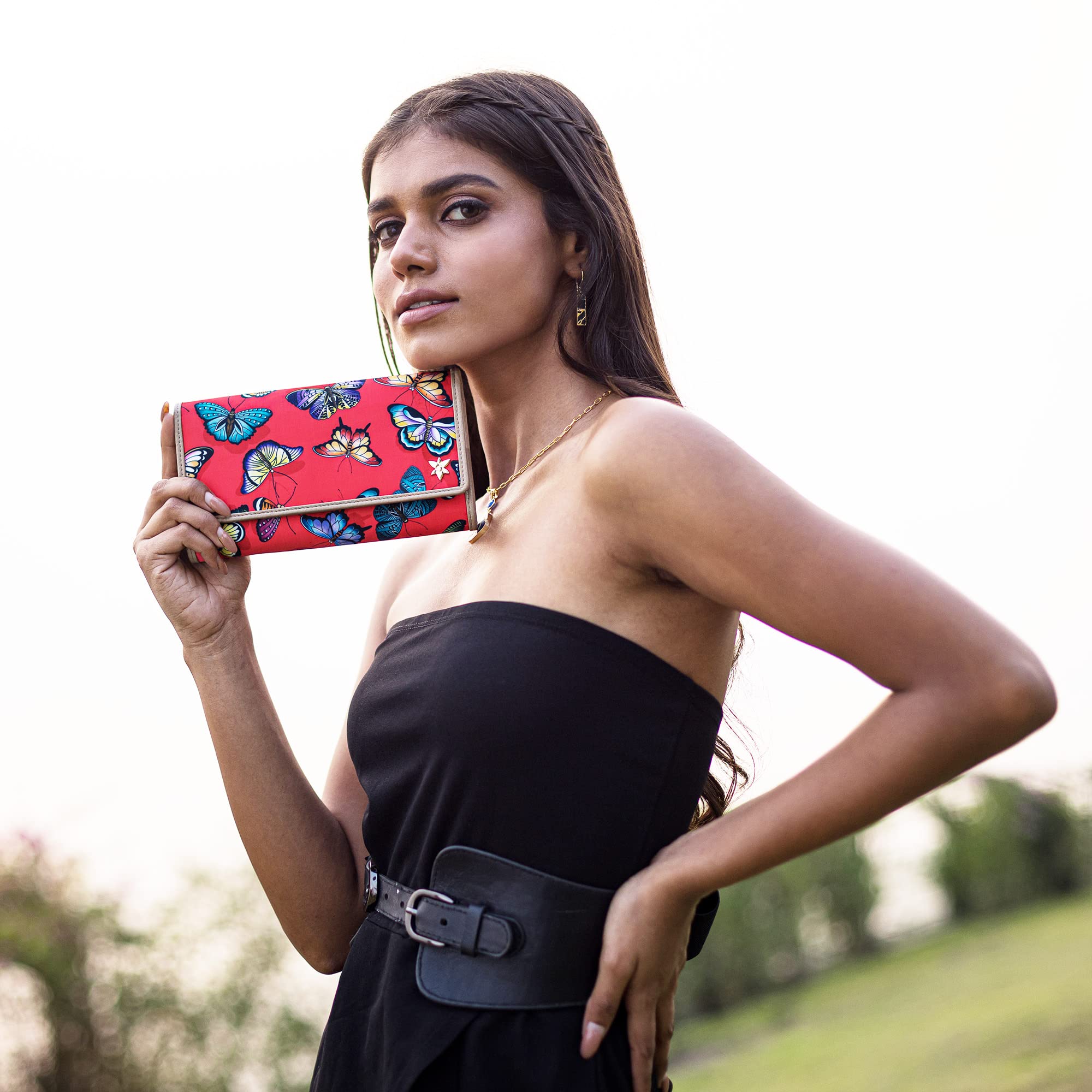 Anuschka RFID Blocking Wallet for Women - Genuine Leather Trim & Artwork Print Travel Wallet - Secure Passport Holder for International Trips & Daily Use