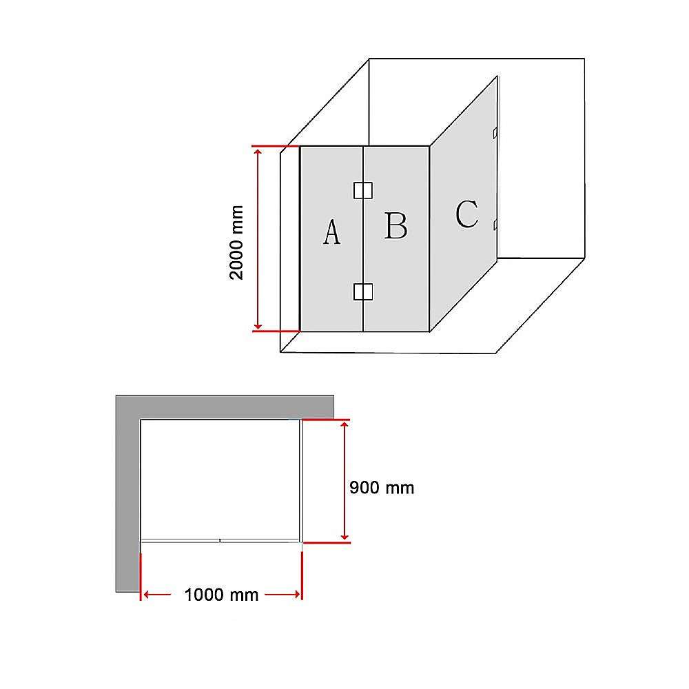 Frameless 10mm Glass Shower Screen 1000 x 900mm - Modern Bathroom Upgrade by Della Francesca | Perfect for Walk-in Showers, Wet Rooms & Luxury Bathroom Renovations