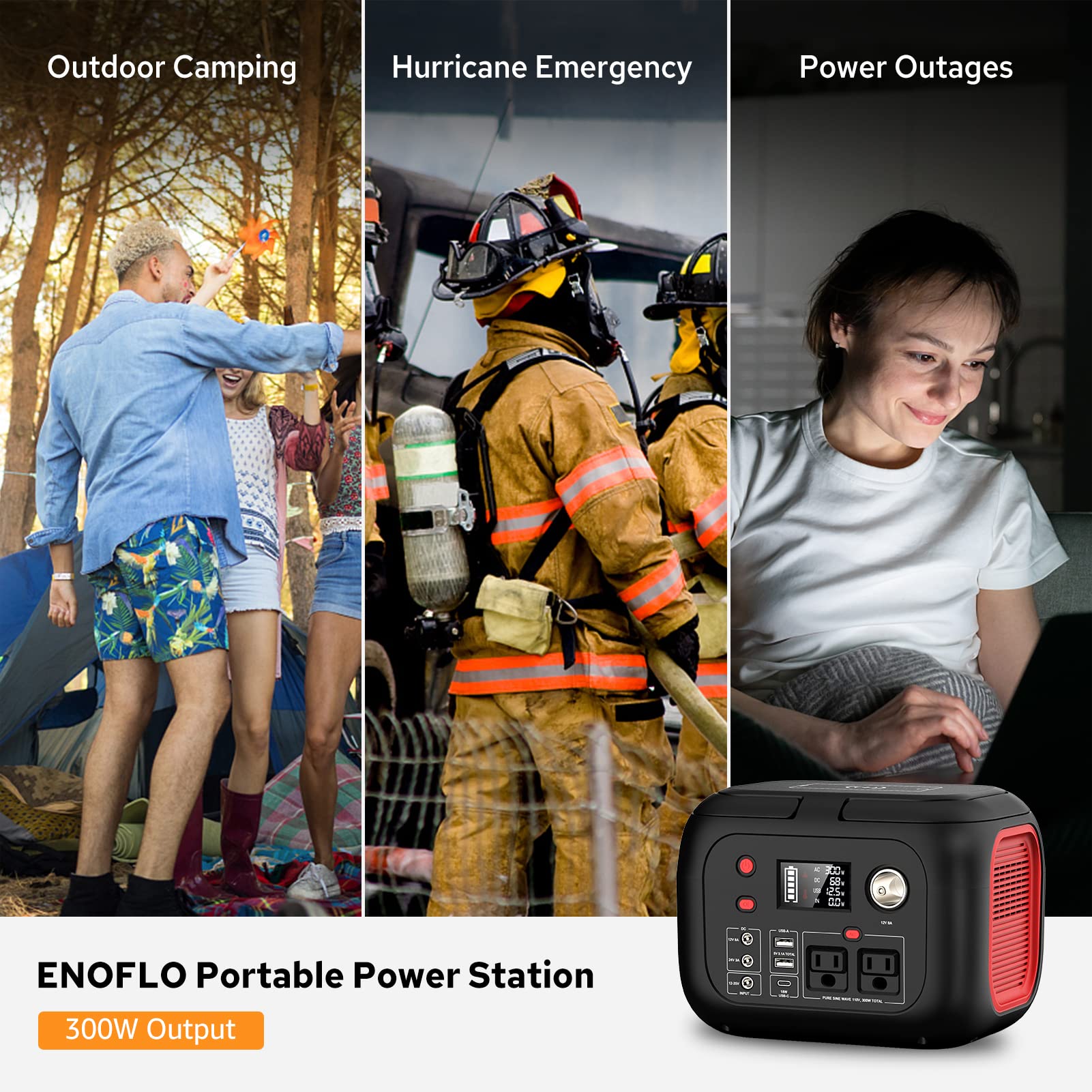 300W Portable Power Station with 228Wh Lithium Battery - Compact Solar Generator for Camping, Travel, Emergency & Outdoor Use - AC Outlet for Laptop, CPAP, Phone Charging - Perfect for Home Backup & Hunting Trips