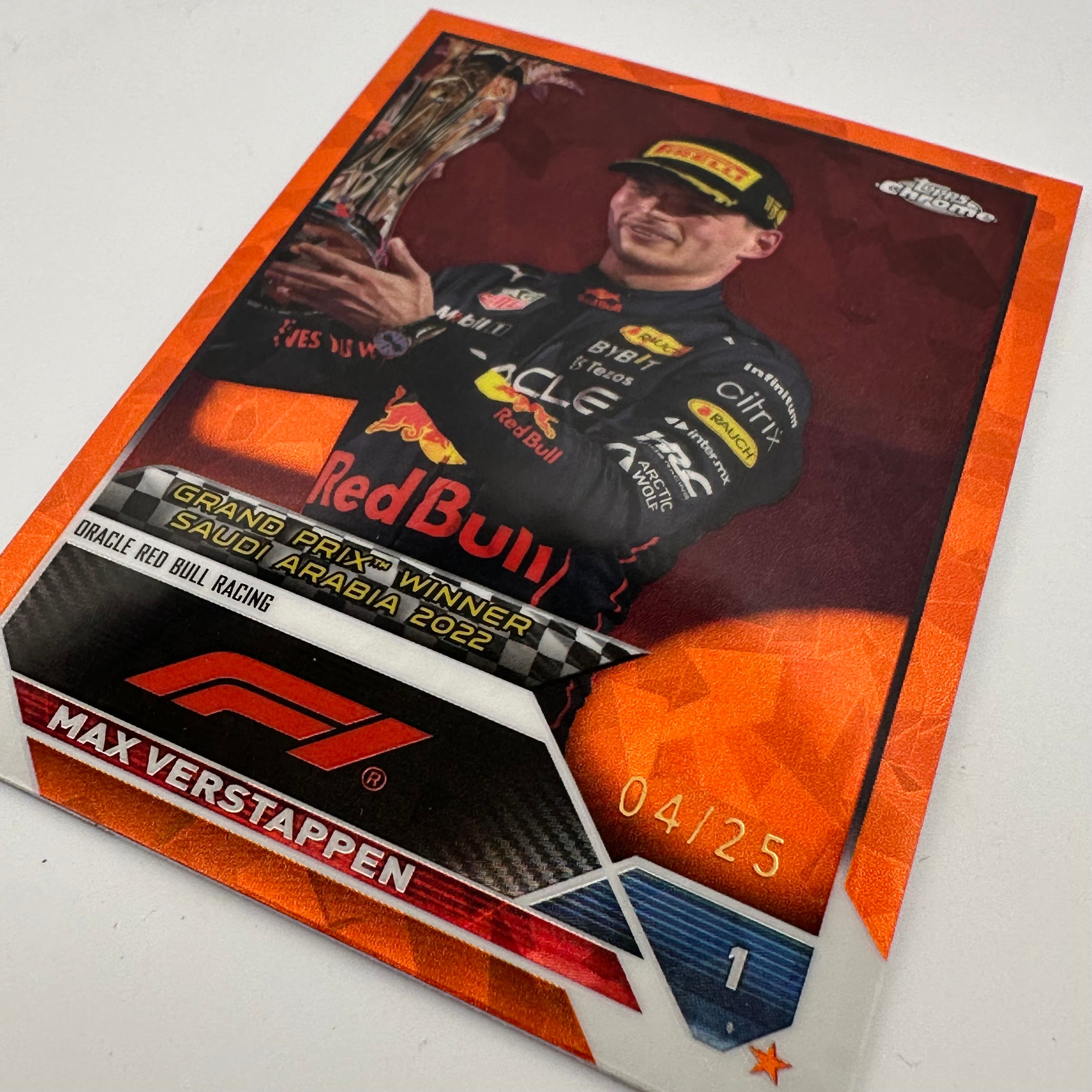 2023 Topps Chrome Sapphire Max Verstappen #145 Orange Parallel - Limited Edition F1 Racing Card for Collectors & Fans - Perfect for Trading, Display & Memorabilia Collections