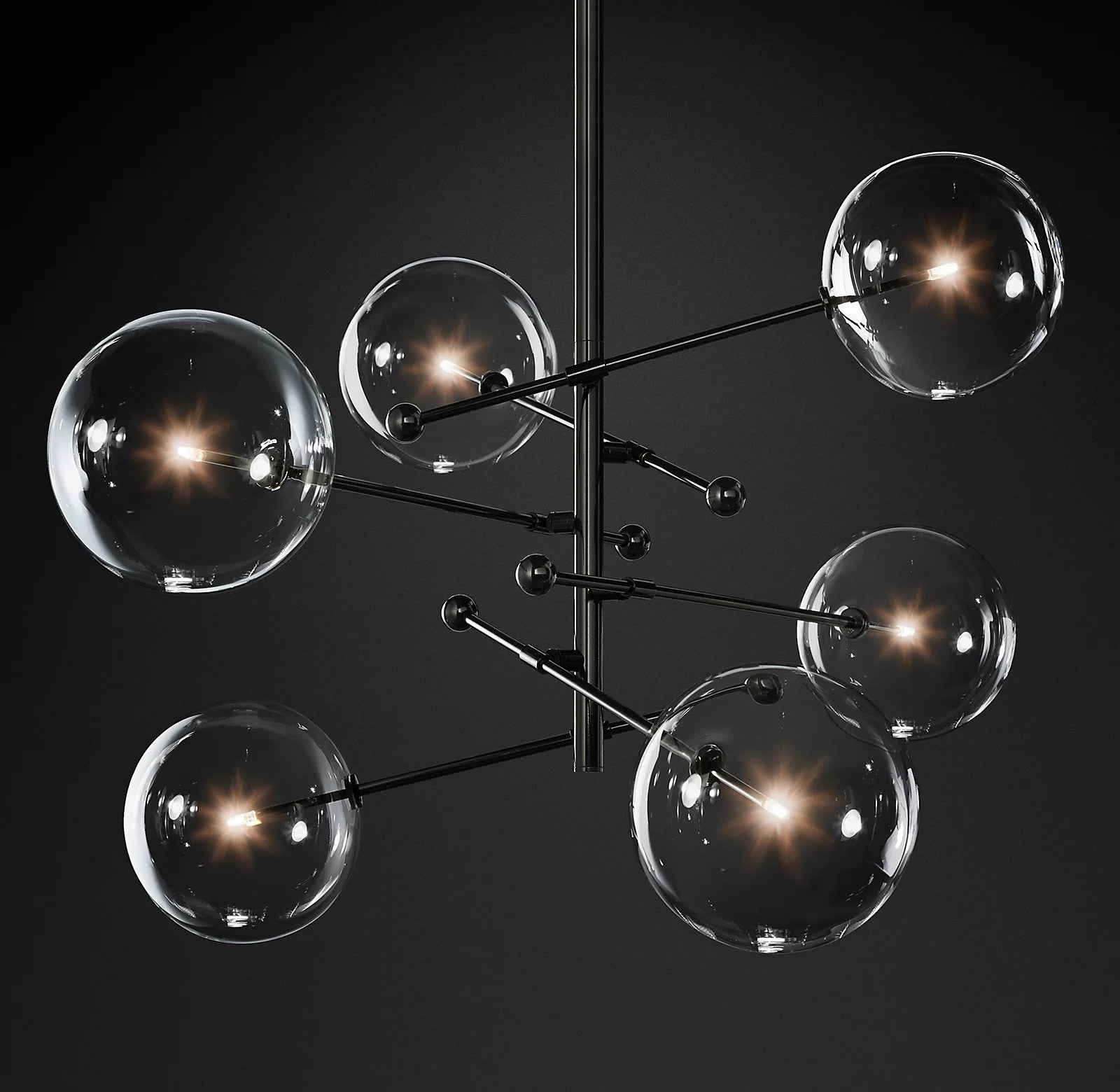 Elegant Glass Globe Chandelier - Modern Crystal Ceiling Light Fixture for Dining Room, Living Room, Bedroom Decor | Energy Efficient LED Lighting | Easy Installation Home Lighting Solution