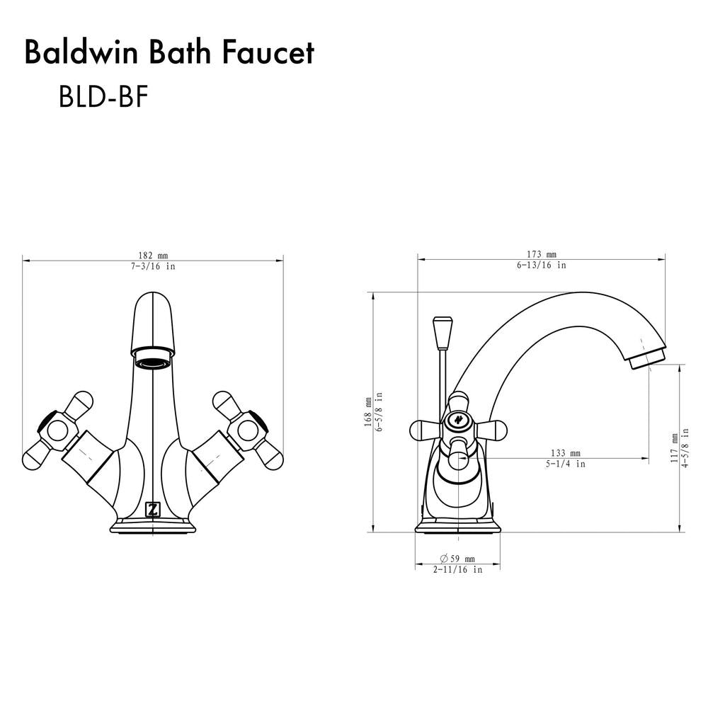 ZLINE Baldwin Bathroom Faucet - Modern Matte Black Finish, Single Handle Deck Mount Sink Faucet for Bathroom Vanity (BLD BF) | Perfect for Master Bathrooms, Guest Baths & Powder Rooms