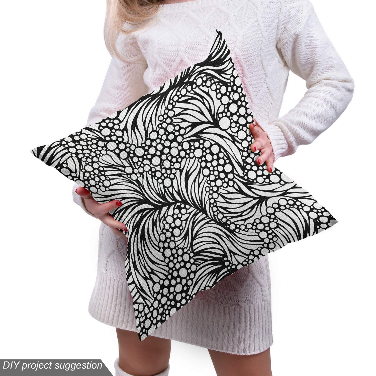 Ambesonne Black and White Abstract Ocean Waves Fabric by The Yard - Water Themed Bubbles & Dots Pattern - 10 Yards Upholstery Material for Sofa, Curtains, Pillows & Home Decor (Black/White)