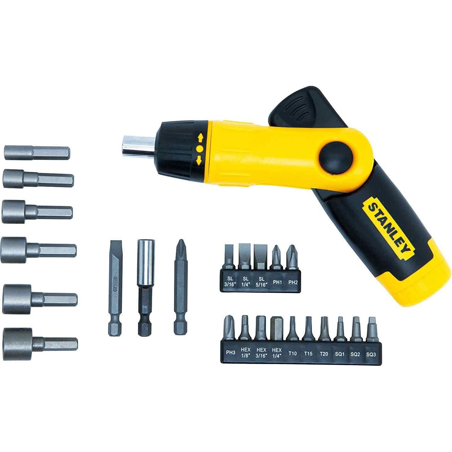 STANLEY Ratcheting Pistol Grip 25-Piece Screwdriver Set (STHT66527) - Professional Tool Kit for Home Repair, DIY Projects & Automotive Maintenance