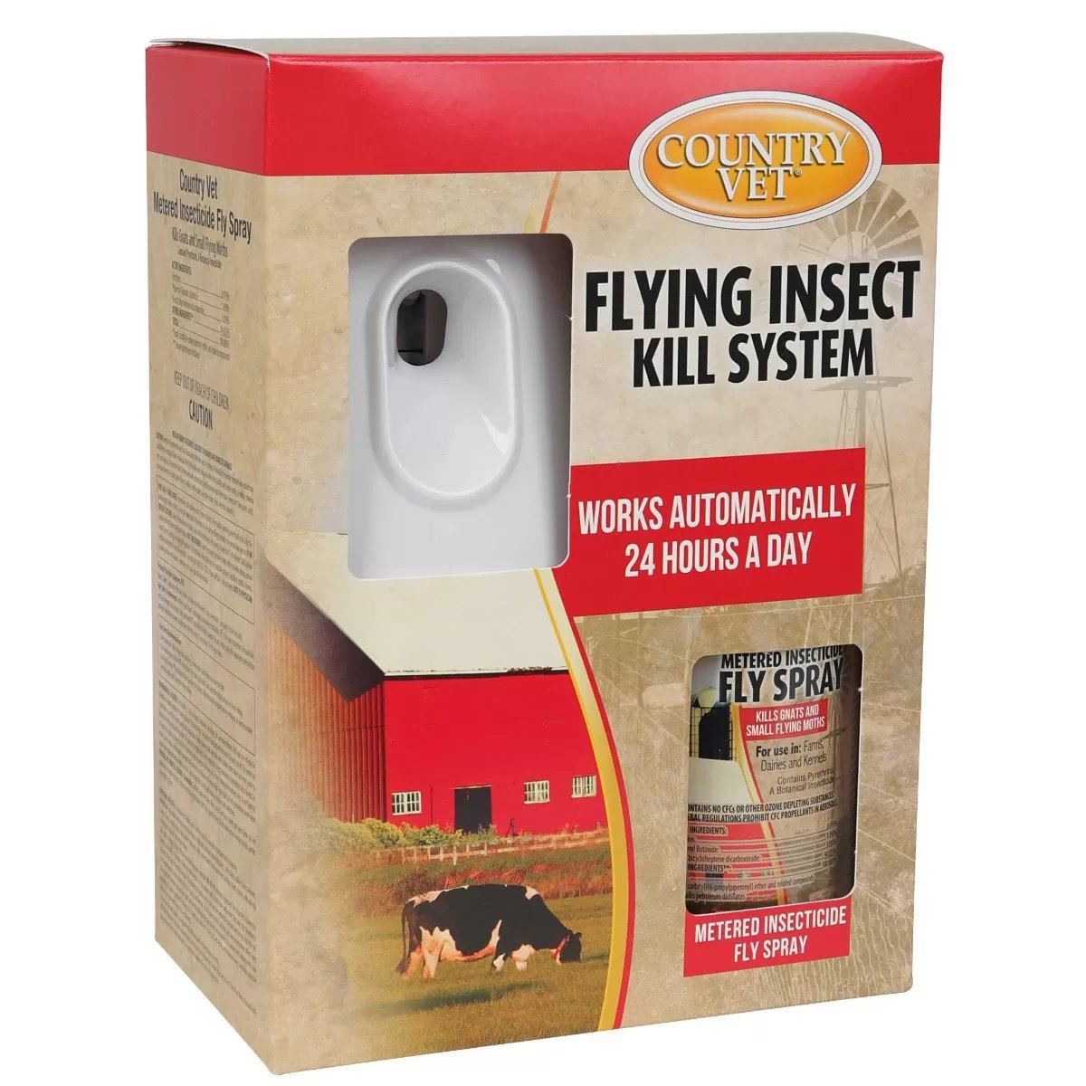 Country Vet® Flying Insect Spray Dispenser Kit - Effective Pest Control for Horses, Barns & Stables | Outdoor & Indoor Use for Fly & Mosquito Protection