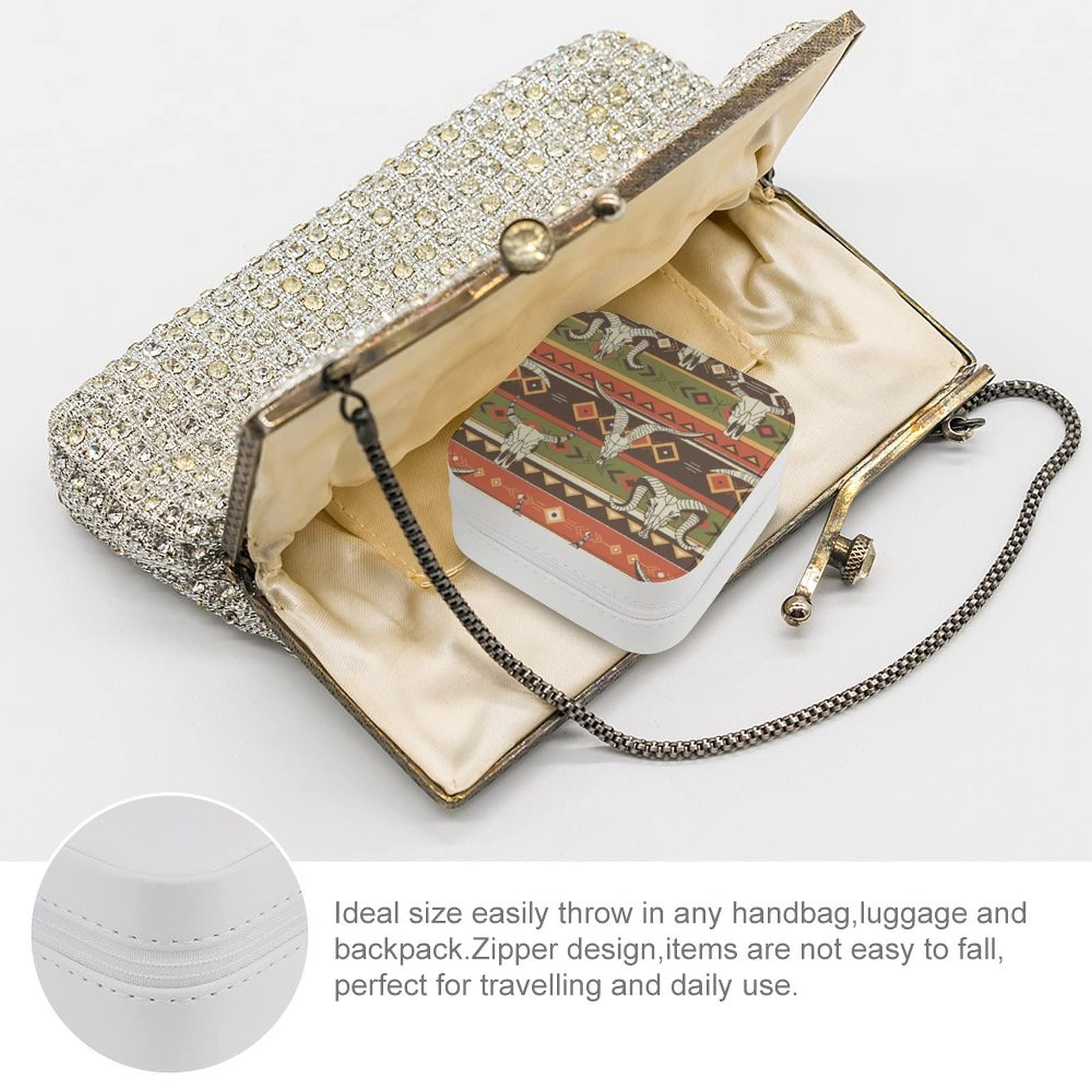 Women's PU Leather Jewelry Organizer Box - Portable Travel Jewelry Case for Rings, Earrings, Necklaces & Bracelets - Perfect for Home Storage, Travel & Gift Giving