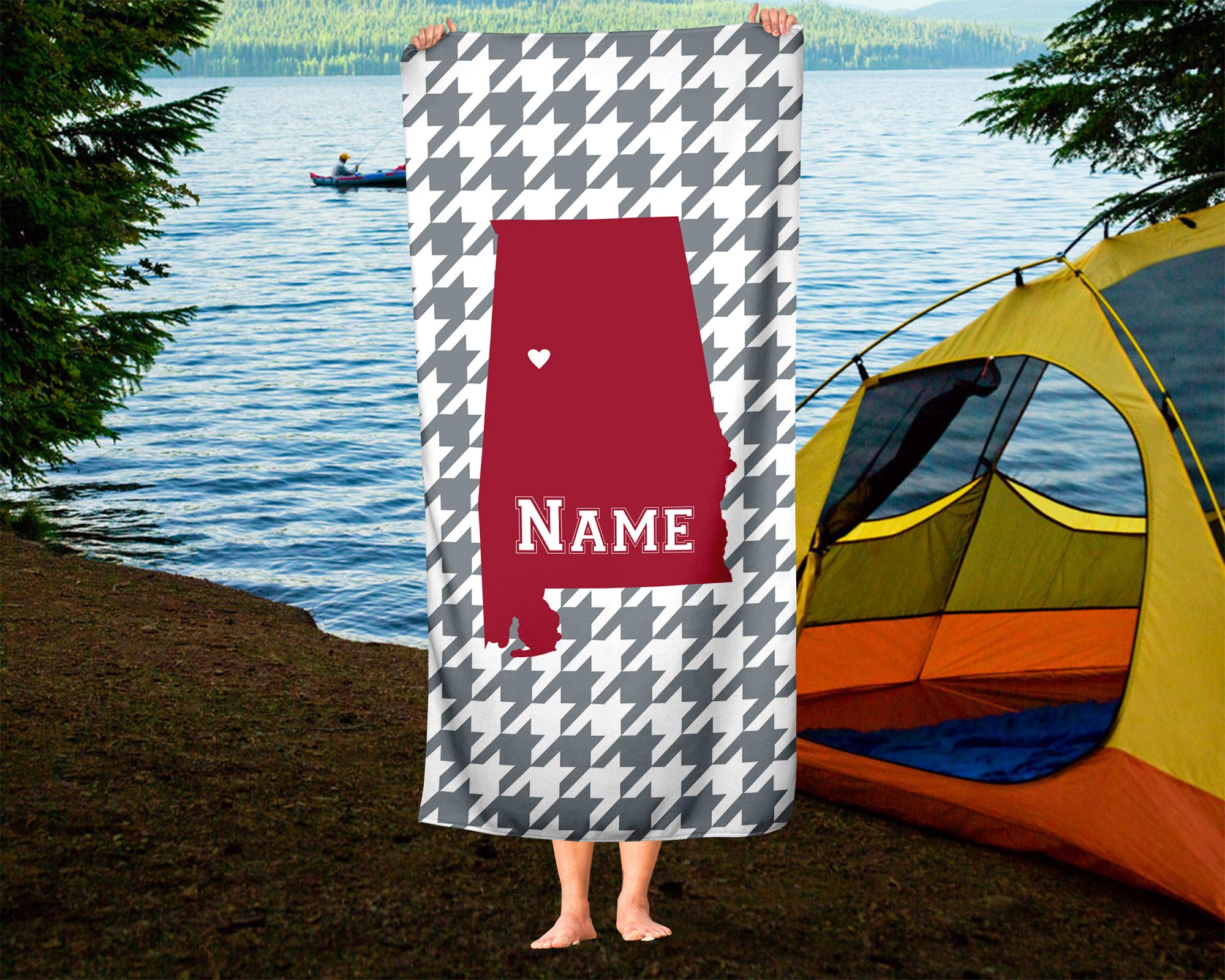 Custom Alabama State Pride Beach & Bath Towel - Personalized Medium & Large Towels for Adults & Kids - Perfect for College Football, Basketball Games, Pool Days & Beach Trips