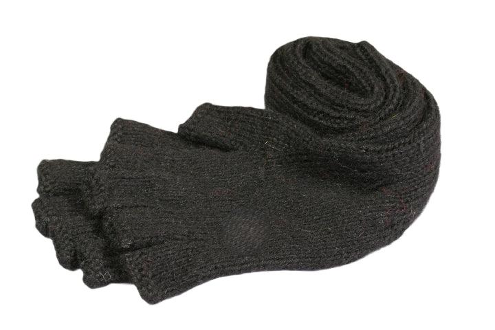 Warm Alpaca Wool Fingerless Gloves Hand Knitted for Women & Men - Black | Winter Fashion, Outdoor Activities, Typing & Driving