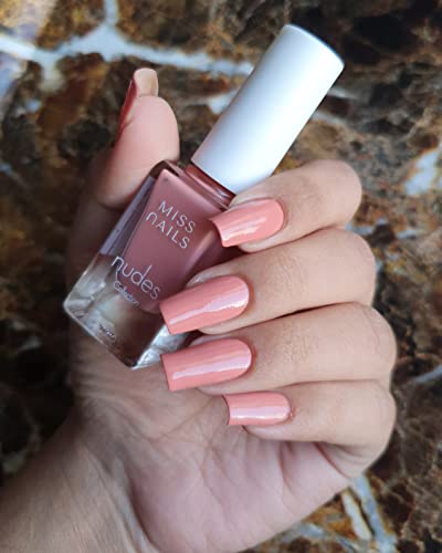 Miss Nails 15-Piece Non-Toxic Nude Nail Polish Set - Long Lasting, Chip Resistant, Vegan & Quick Dry Nail Enamel (7ml, Tan) - Perfect for Everyday Wear, Office & Special Occasions
