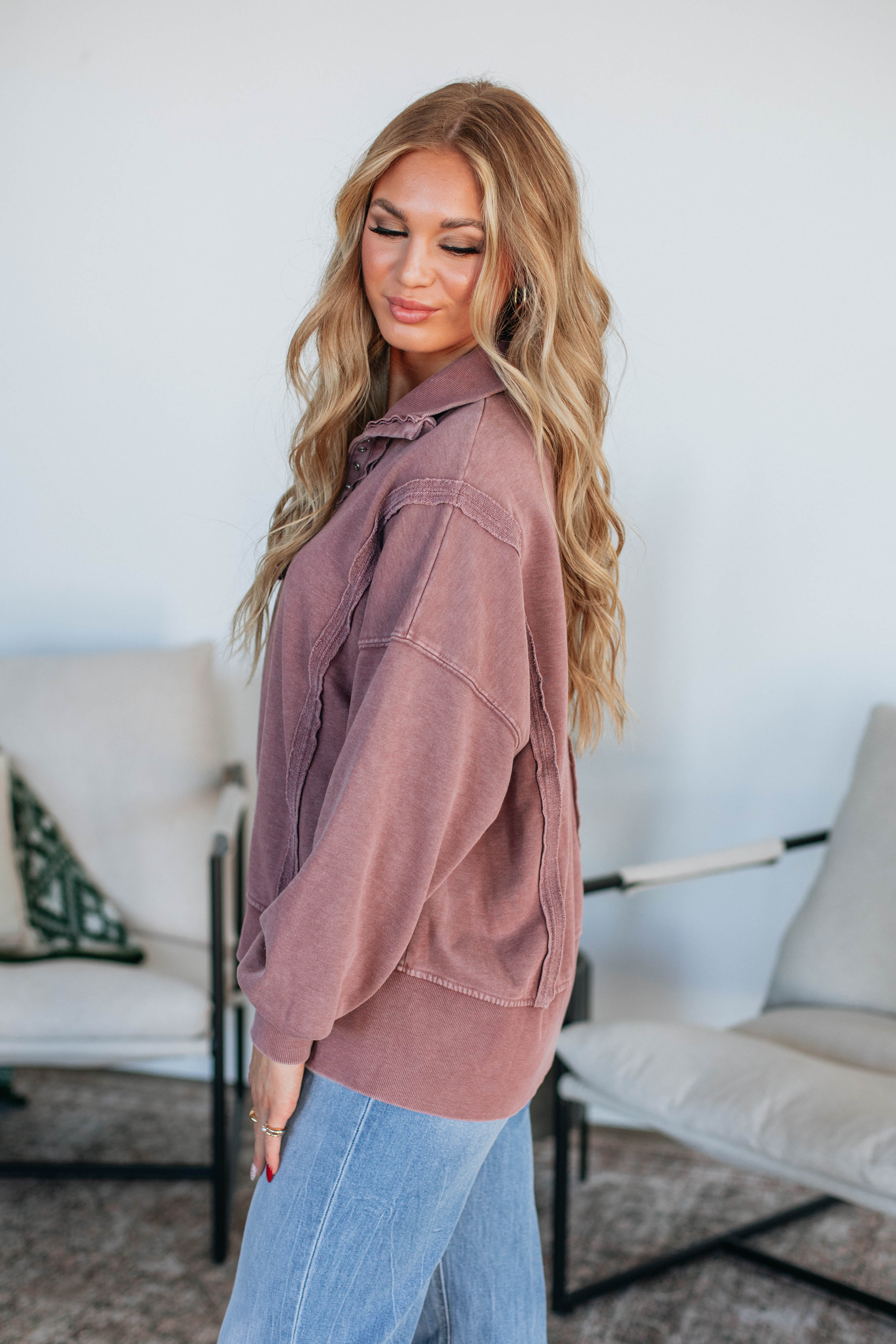 Cadence Pullover Sweater for Women - Soft Dark Mauve Knit Top for Casual Wear & Layering | Cozy Fall & Winter Fashion