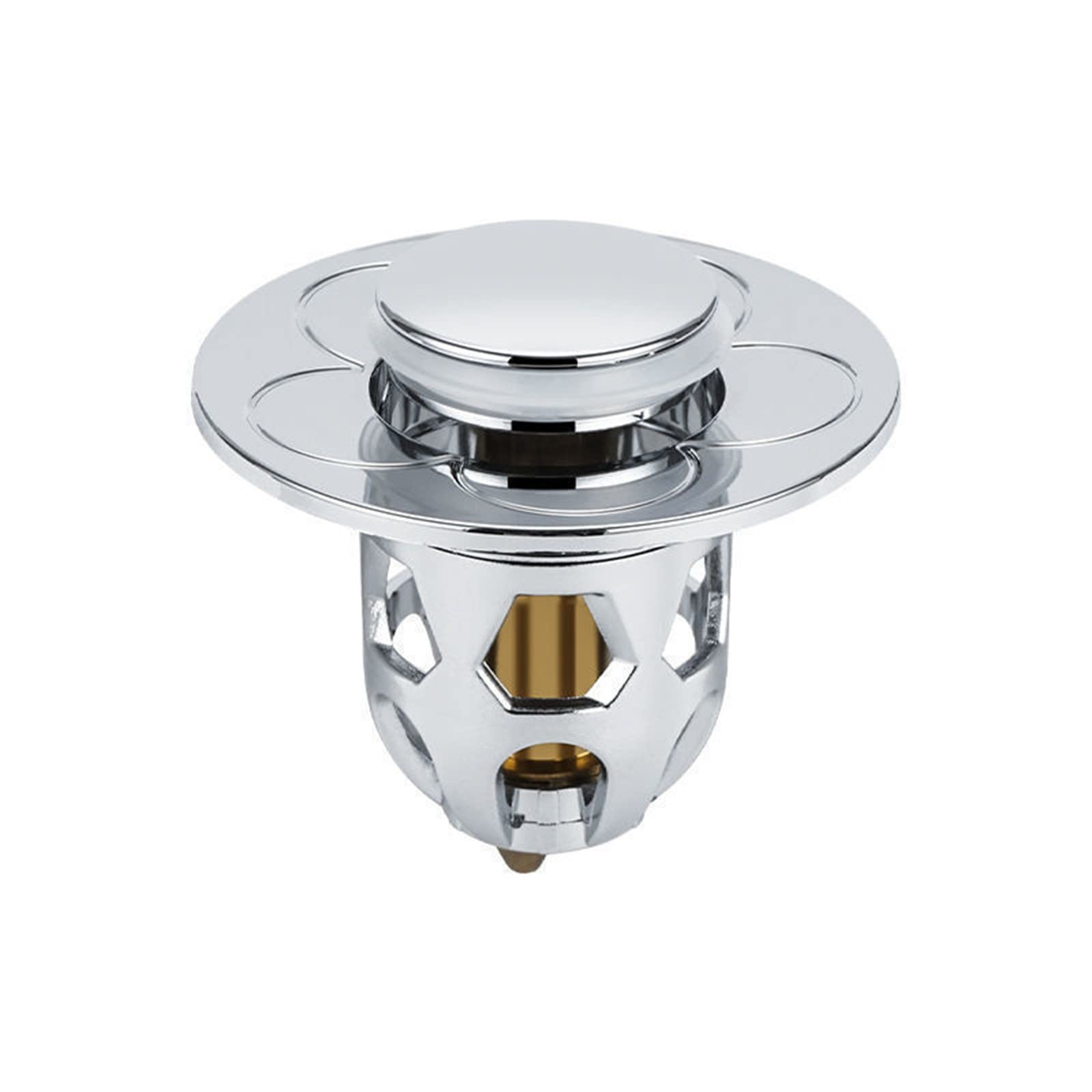 Upgraded Universal Sink Stopper with Hair Catcher - Stainless Steel Pop Up Drain Plug for Bathroom & Kitchen Sink - Perfect for Hair Removal, Debris Filtering and Water Saving in Daily Use