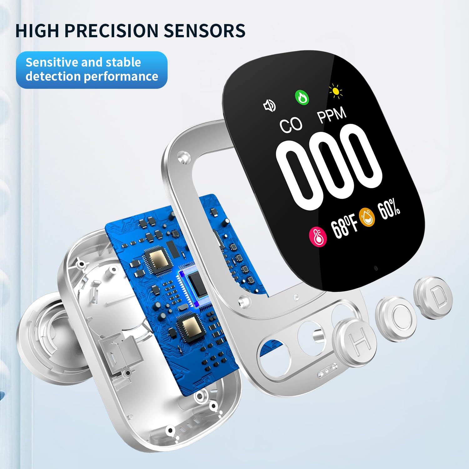 3-in-1 Plug-in Carbon Monoxide Detector with Temperature & Humidity Monitor - 2.1