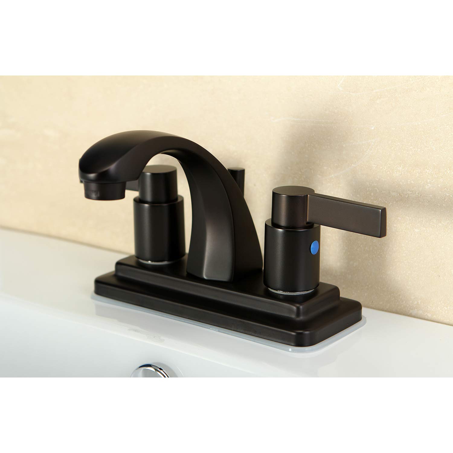 Kingston Brass KB4645NDL NuvoFusion 4-Inch Centerset Bathroom Sink Faucet, Oil Rubbed Bronze Finish, 3-7/8