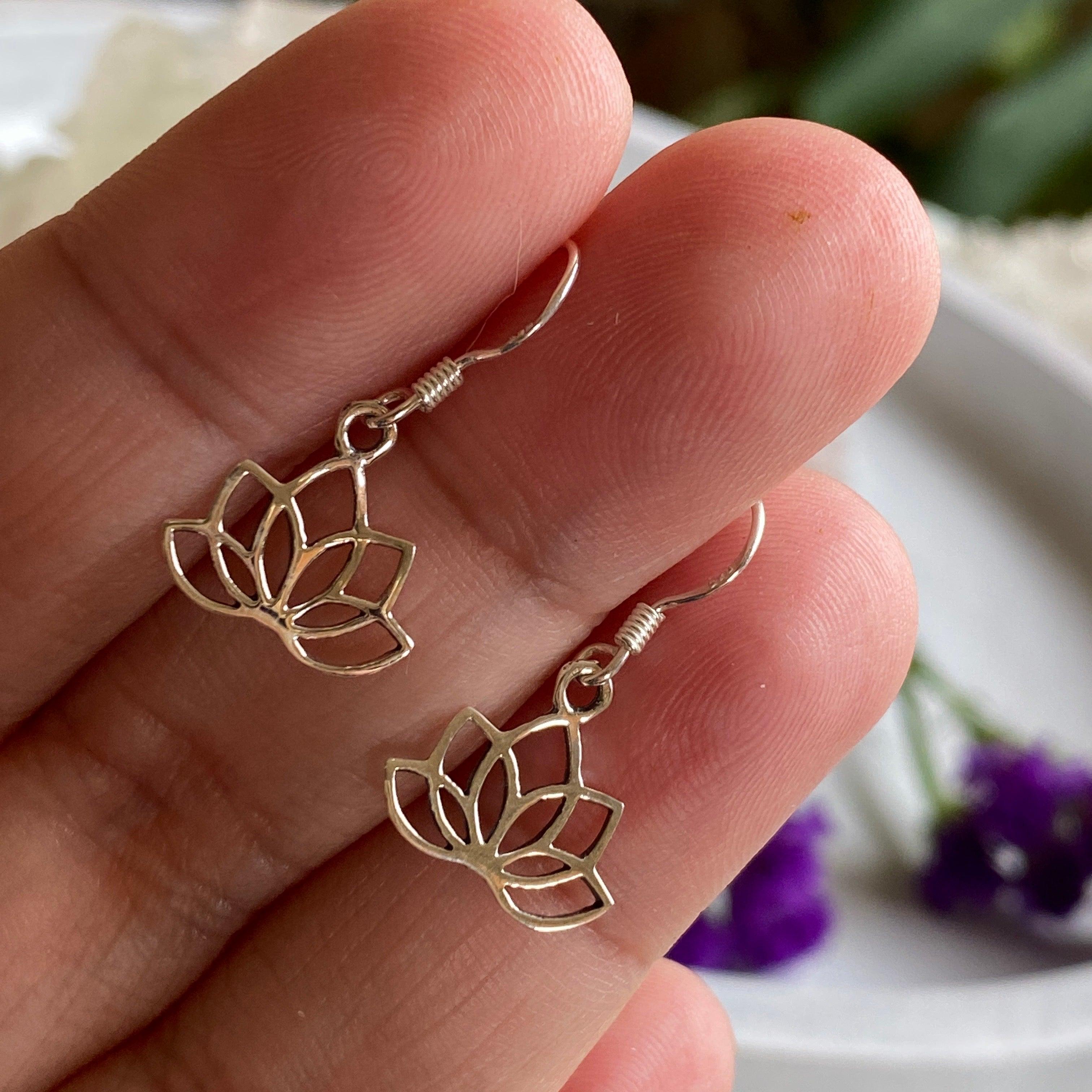 Silver Lotus Earrings SE1021 - Elegant Floral Jewelry for Women, Perfect for Weddings, Parties & Everyday Wear