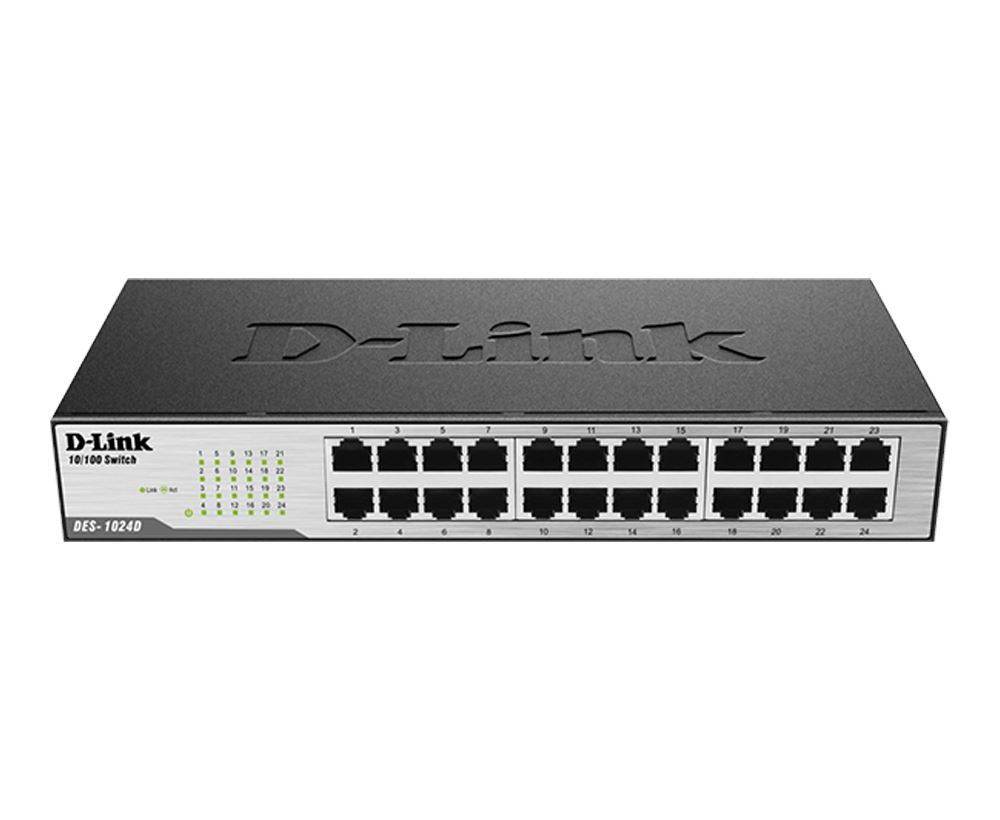 D-Link DES-1024D 24-Port Fast Ethernet Unmanaged Network Switch - Ideal for Home Office & Small Business Networking