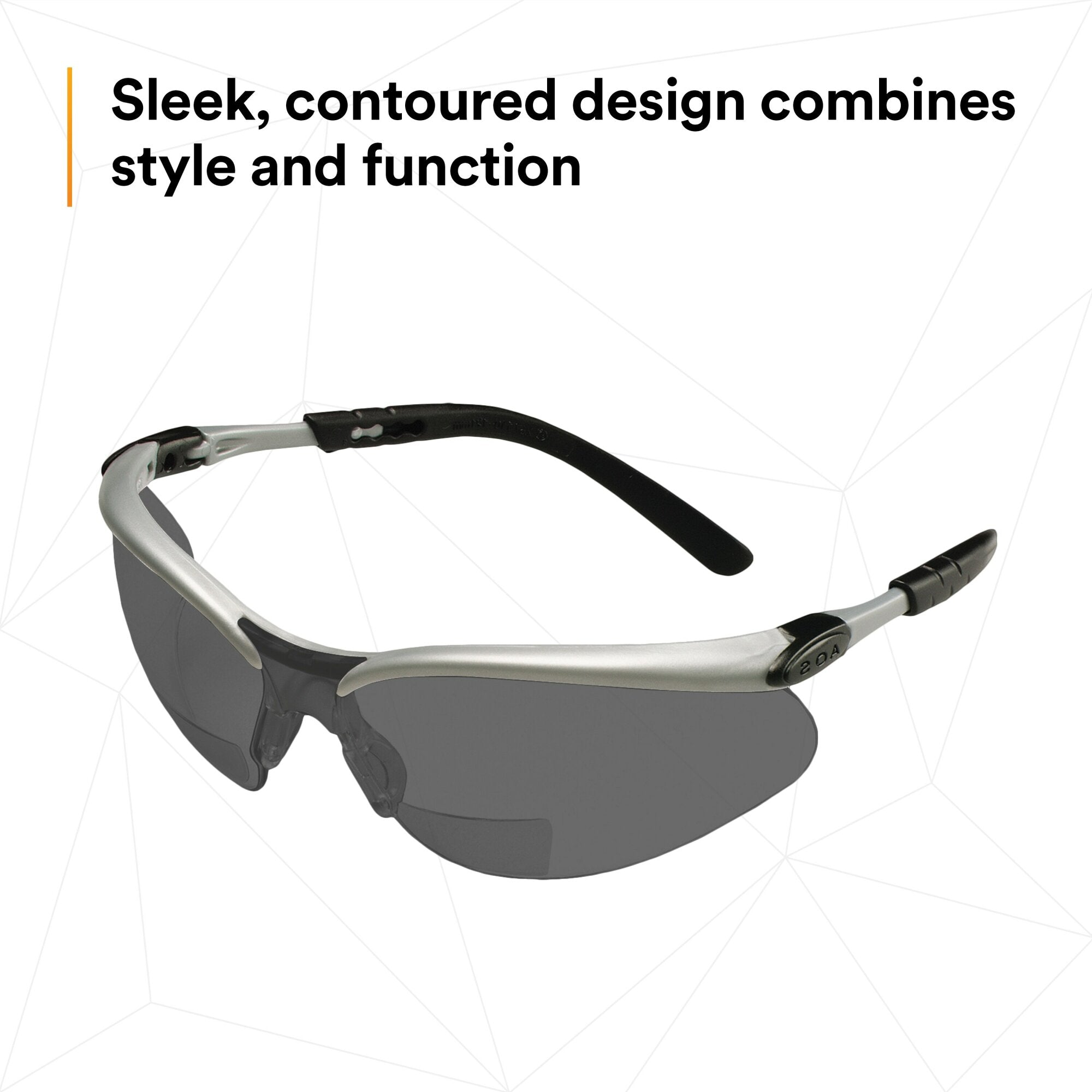3M BX Reader Protective Eyewear 11378 00000 20 - Grey Lens & Silver Frame Safety Glasses for Reading, Computer Work, and DIY Projects