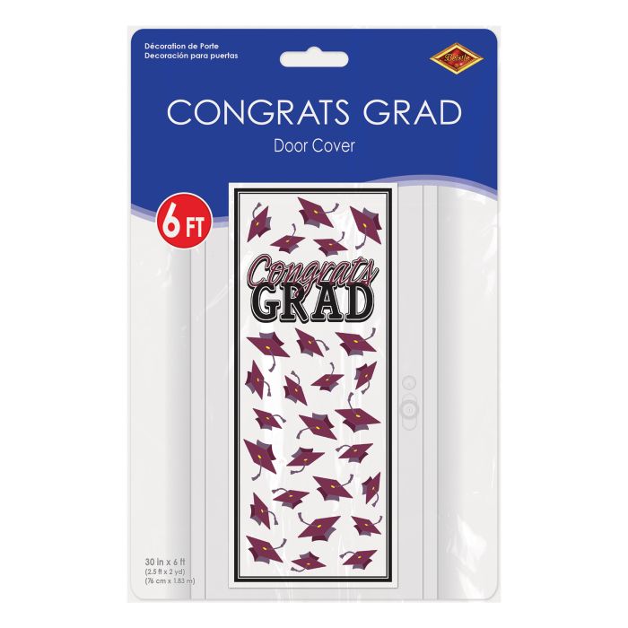 12 Pack Beistle Burgundy Graduation Door Cover - Decorate for High School & College Graduation Parties, Commencement Celebrations, and Grad Night Events