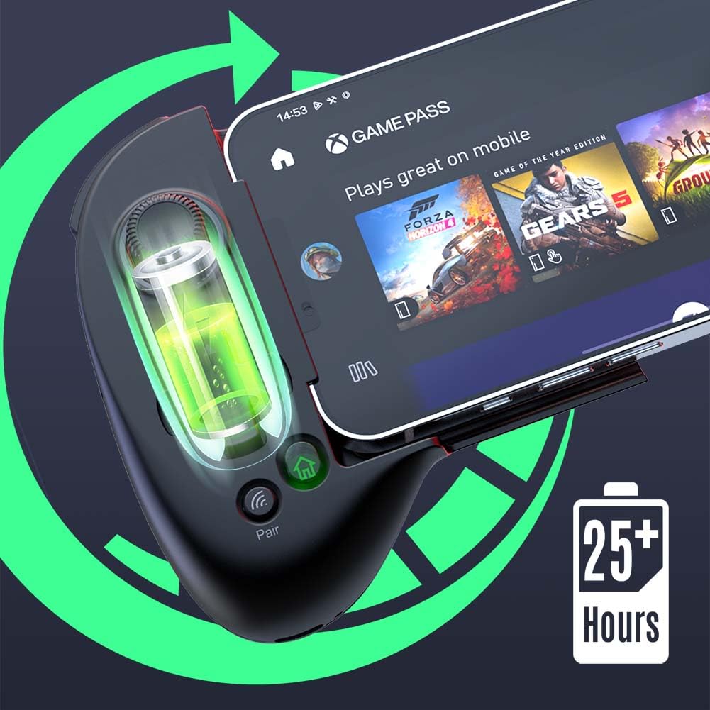 ShanWan Wireless Bluetooth Mobile Game Controller for iPhone & Android - Compatible with PS Remote Play, Xbox Cloud, Steam Link, GeForce NOW & MFi Arcade Games | Includes Phone Case Support | Long Battery Life | Perfect for Gaming on the Go, Travel & Home Entertainment