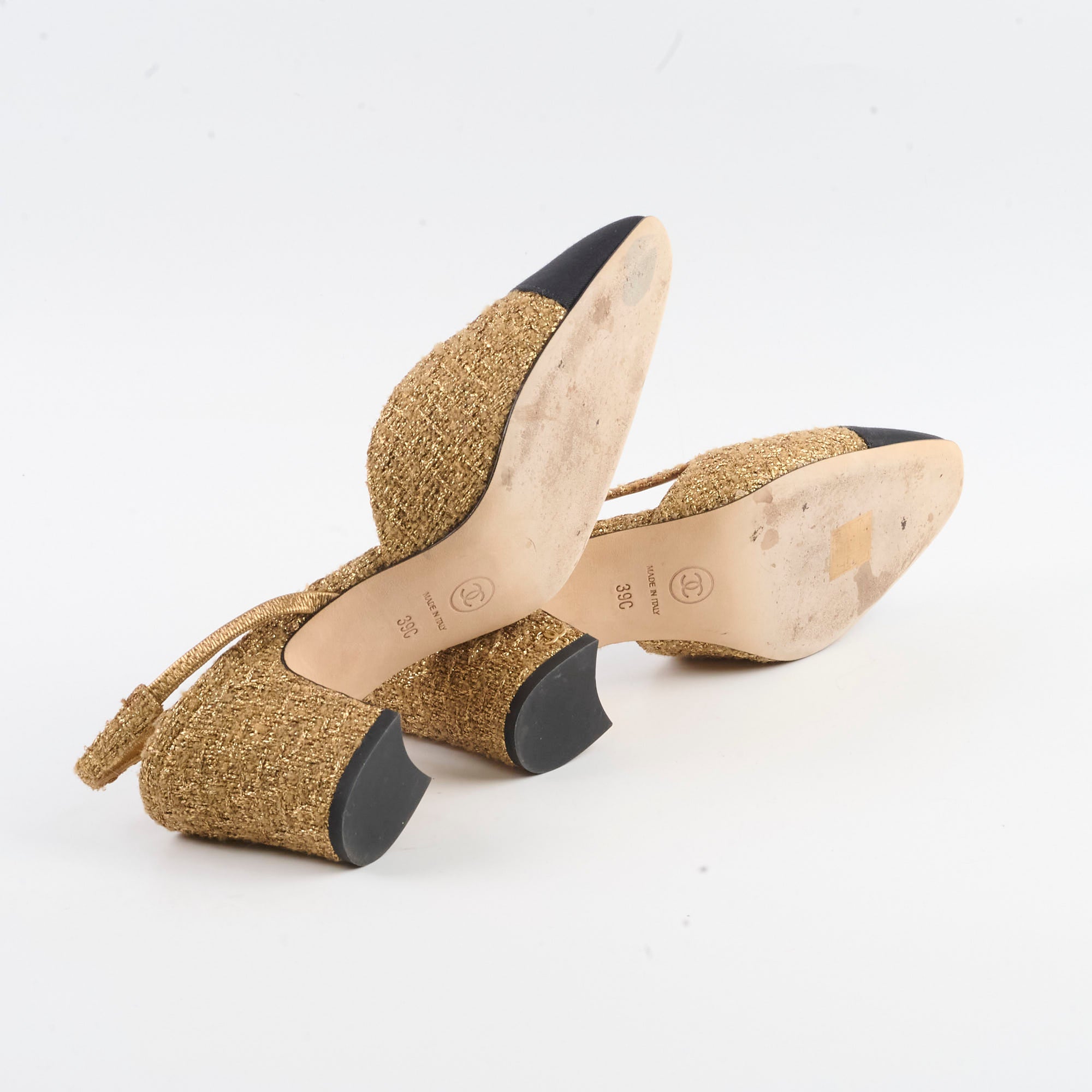 Chanel Gold Slingback Pumps Size 39 - Women's Luxury Heels for Parties, Weddings & Formal Events