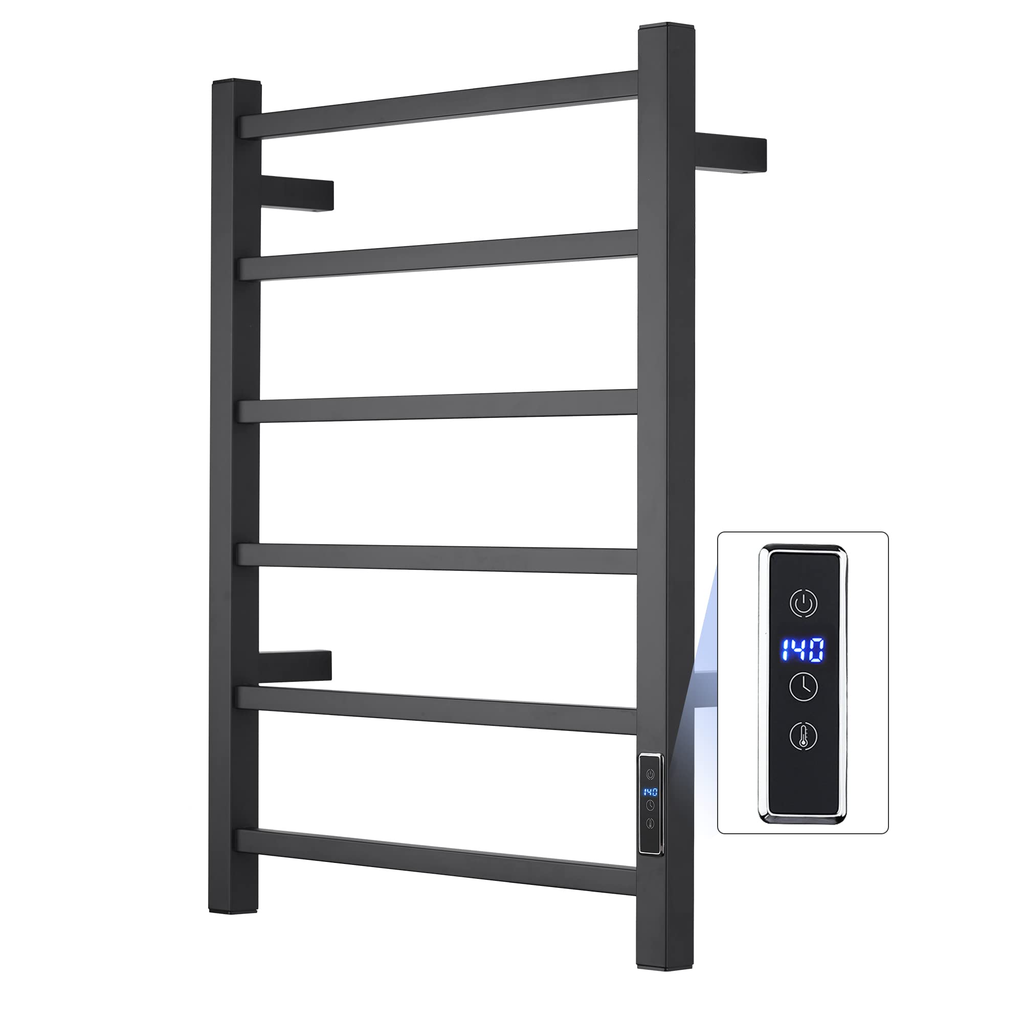 SHARNDY Electric Towel Warmer with Timer - Wall Mounted Bathroom Heated Towel Rack, Black (ETW13S) - Perfect for Spa, Luxury Bathrooms & Cold Weather Comfort