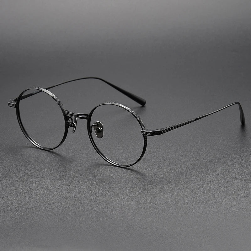 Stylish Black Full Rim Round Titanium Eyeglasses for Women - Lightweight & Durable Frame - Perfect for Office, Reading & Everyday Wear (Model 55026)