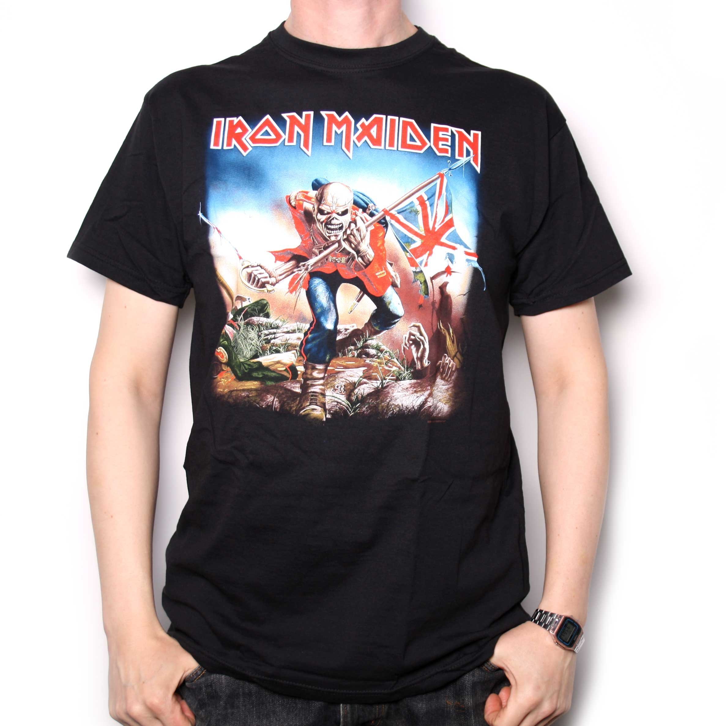 Official Iron Maiden The Trooper T-Shirt - 100% Cotton Black Band Tee for Concerts & Rock Music Fans