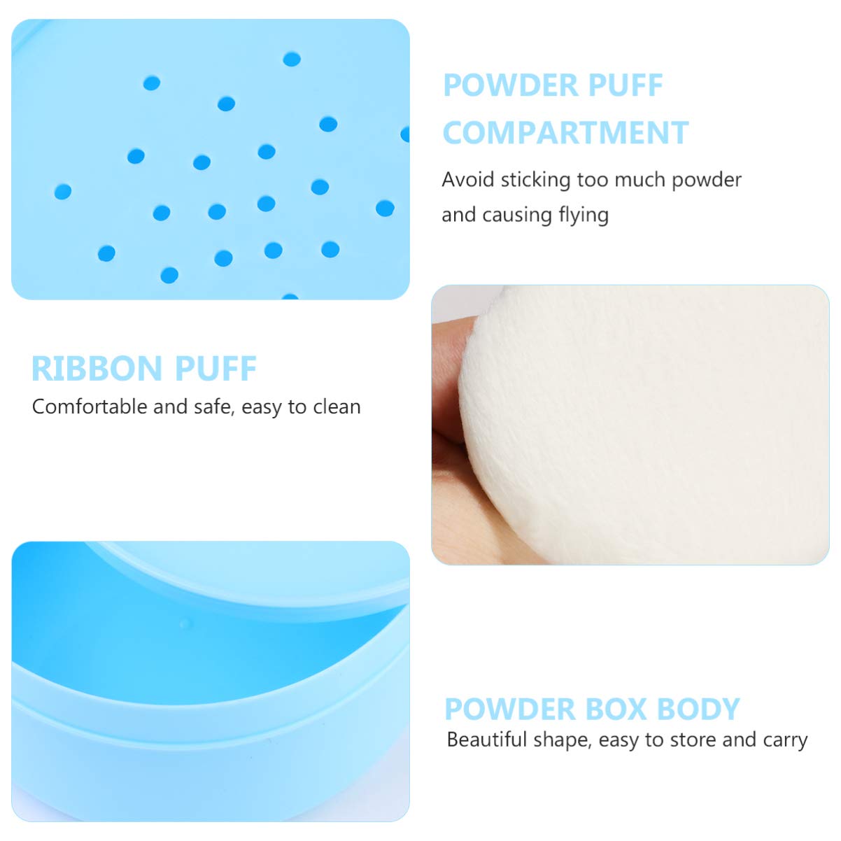 Premium Powder Puff Box with Puff - Travel-Friendly Talcum Powder Container for Makeup & Body Powder | After-Bath, Cosmetic & Home Use | Elegant Blue Design
