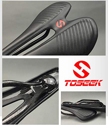 Premium Lightweight Carbon Fiber Bike Saddle - Ergonomic Comfort Seat with Leather Cover for Road & Mountain Bicycles - Perfect for Long Distance Cycling and Commuting