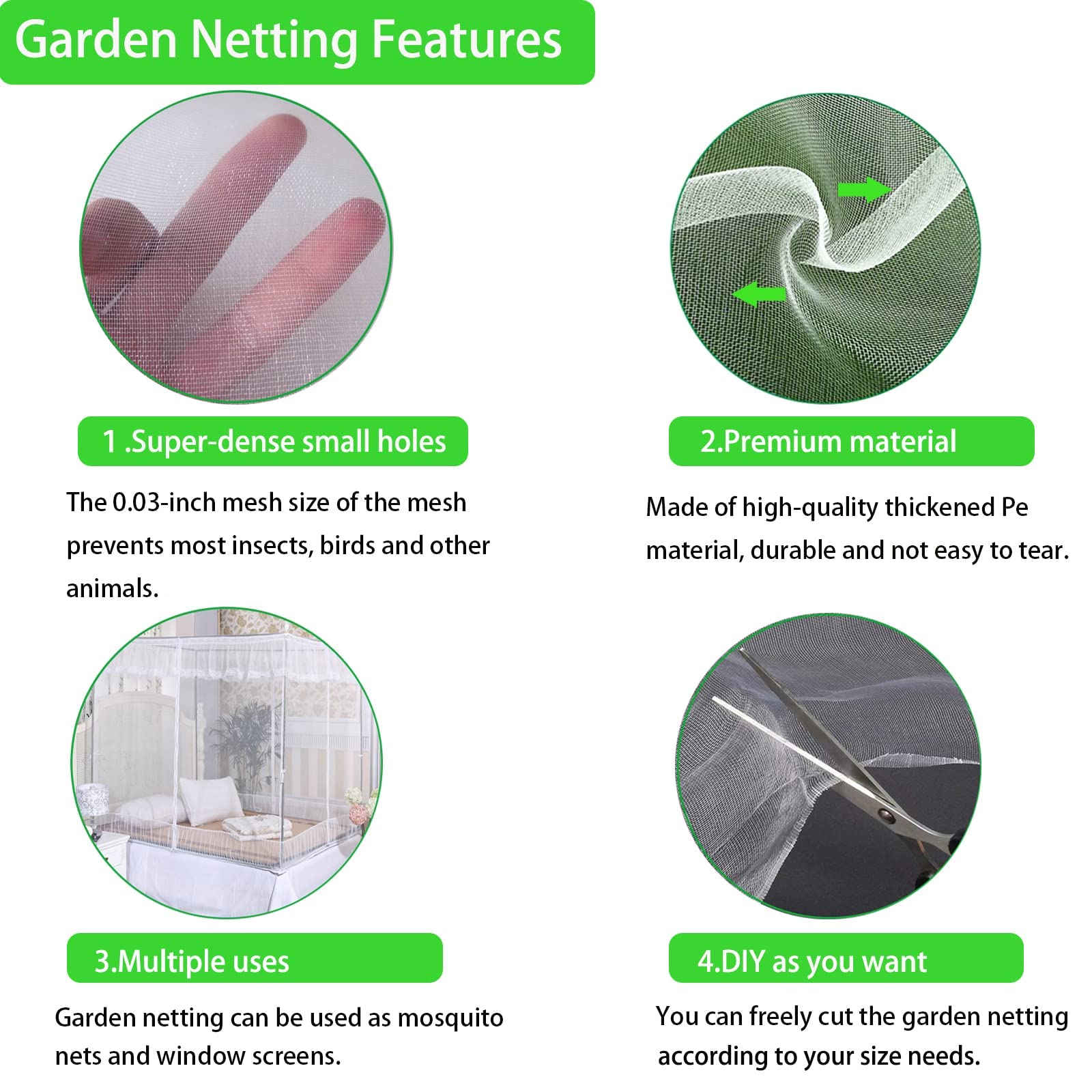 Premium 19.7x9.9FT Garden Mesh Netting - Heavy Duty Bird Barrier & Plant Protection Cover for Fruits, Vegetables, Flowers, Strawberries | Ideal for Home Gardens, Greenhouses & Backyard Farming