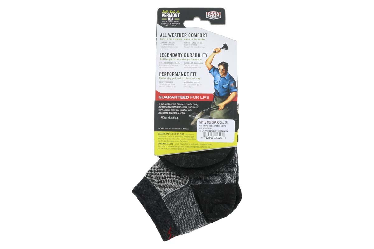 Darn Tough No Show Light Socks for Men & Women - Merino Wool Hiking & Running Socks - Charcoal Gray - Perfect for Outdoor Activities & Daily Wear