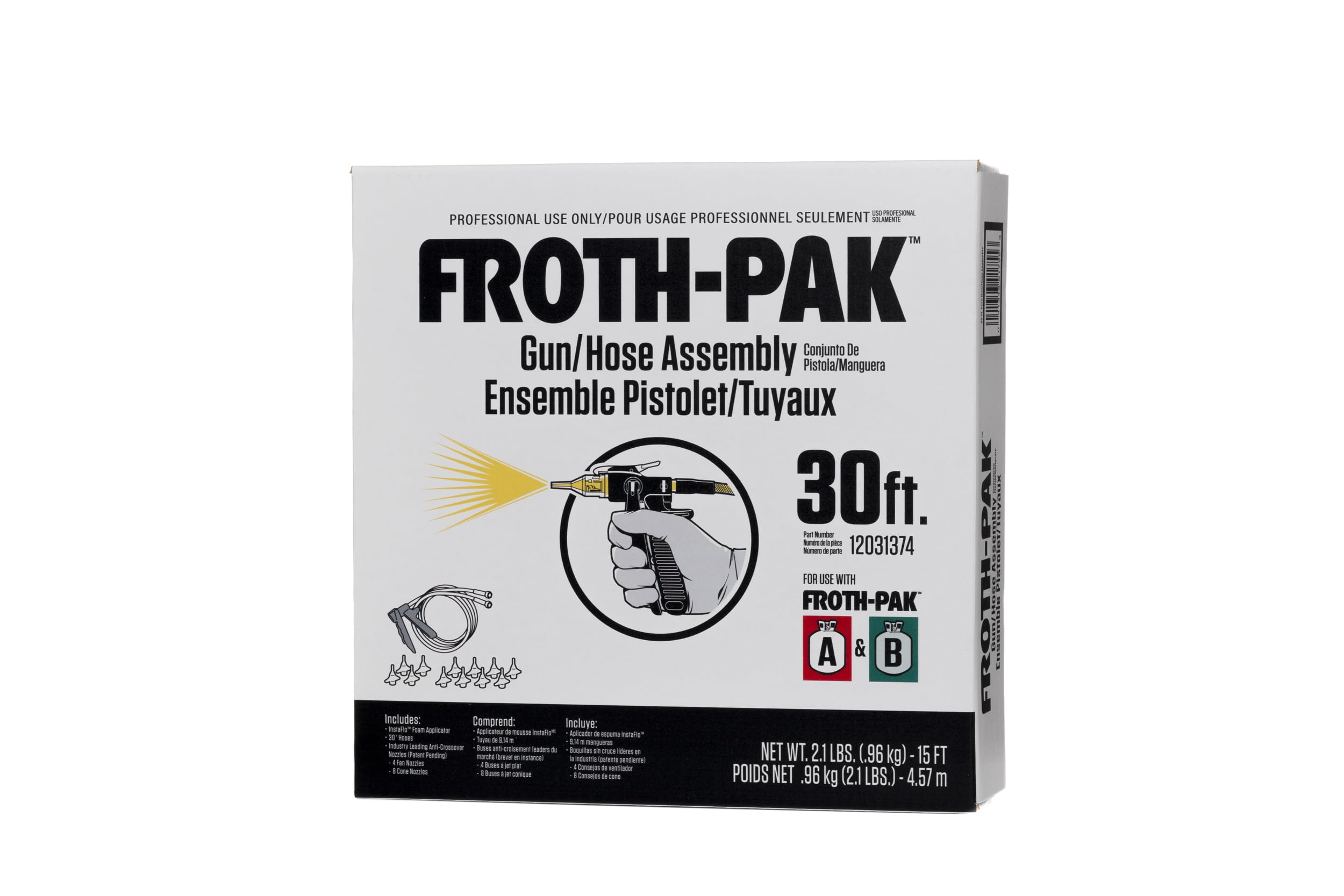 30' Spray Foam Gun Hose Assembly - Professional Foam Insulation Kit for Home & Construction - Perfect for Sealing Gaps, Cracks and Air Leaks