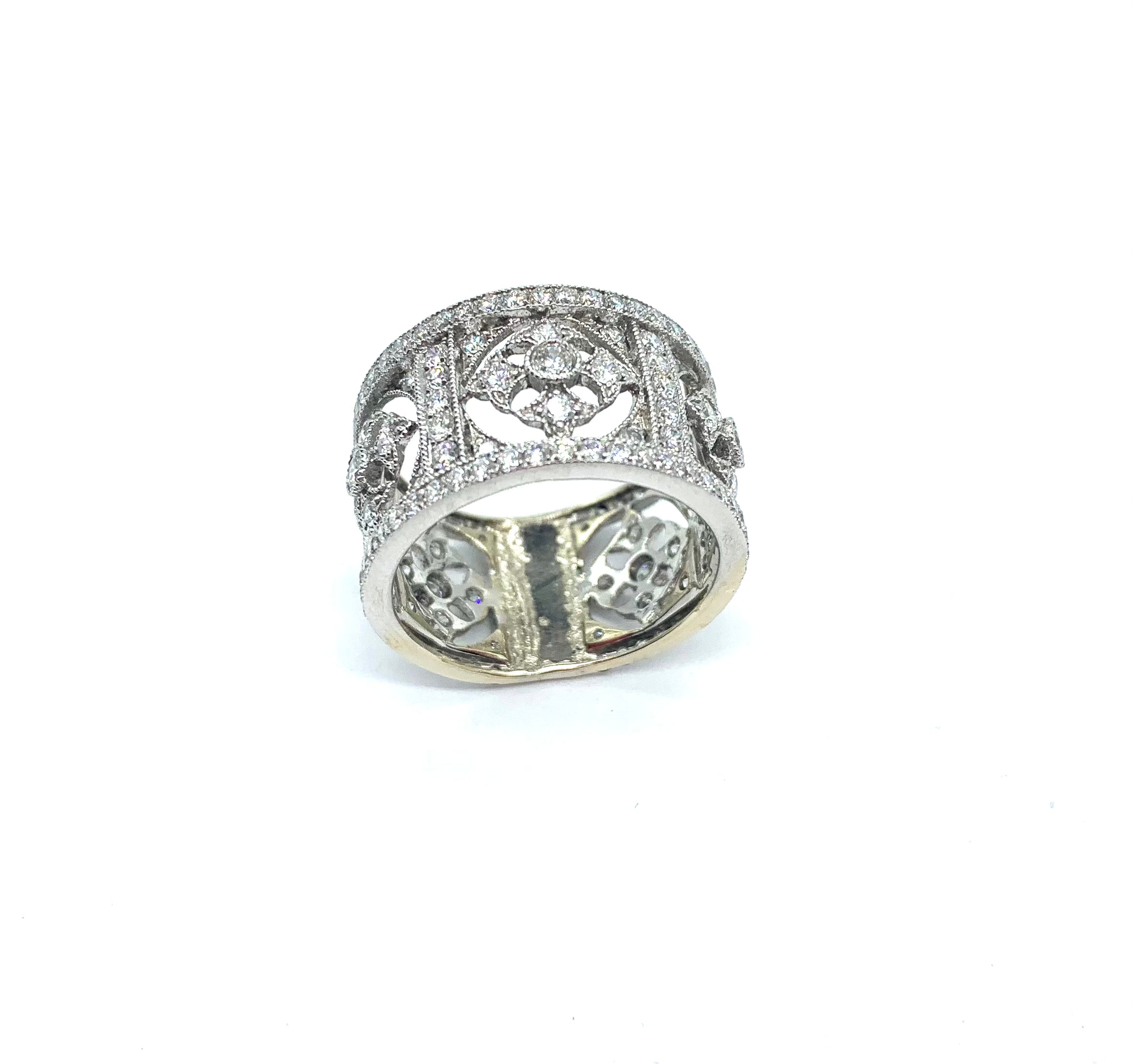Elegant Diamond Milgrain Cross Cutout Ring - 14K Gold or Sterling Silver - Perfect for Weddings, Anniversaries & Gifts