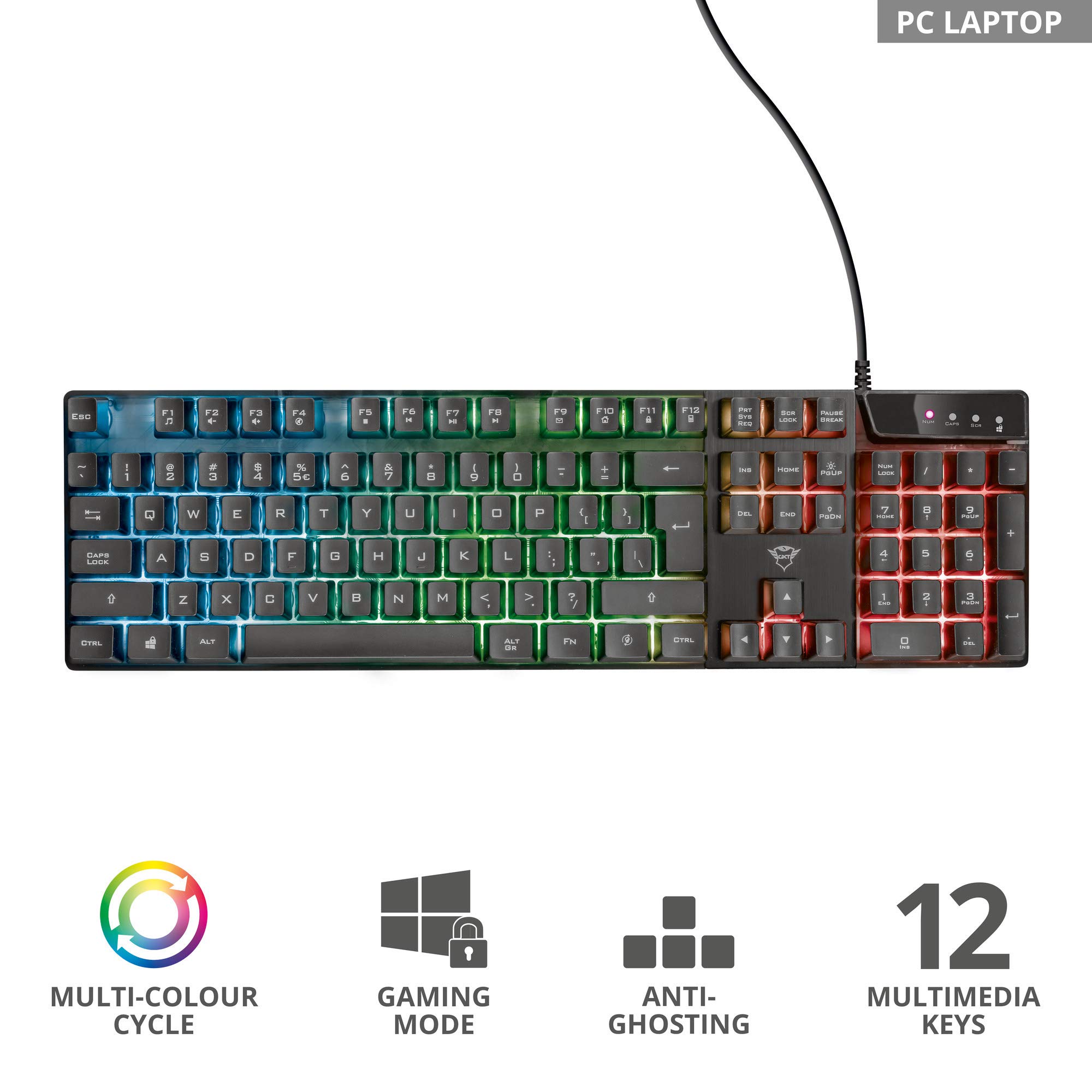 Trust GXT 960 Graphin Lightweight RGB Gaming Mouse (74g, 200-10,000 DPI) & GXT 835 Azor RGB Gaming Keyboard (German QWERTZ Layout) - Black | Perfect for Esports, FPS & MMO Gaming